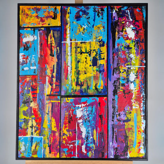 City Pulse - Original Urban Art - Textured Urban Cityscape Abstract- Modern Gold Accent Canvas Painting -