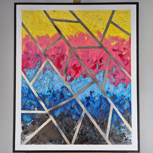 Urban Sunset - Original Textured Painting on Canvas - Abstract Cityscape Wall Art - Warm Sunset Colors - Framed & Ready to Hang