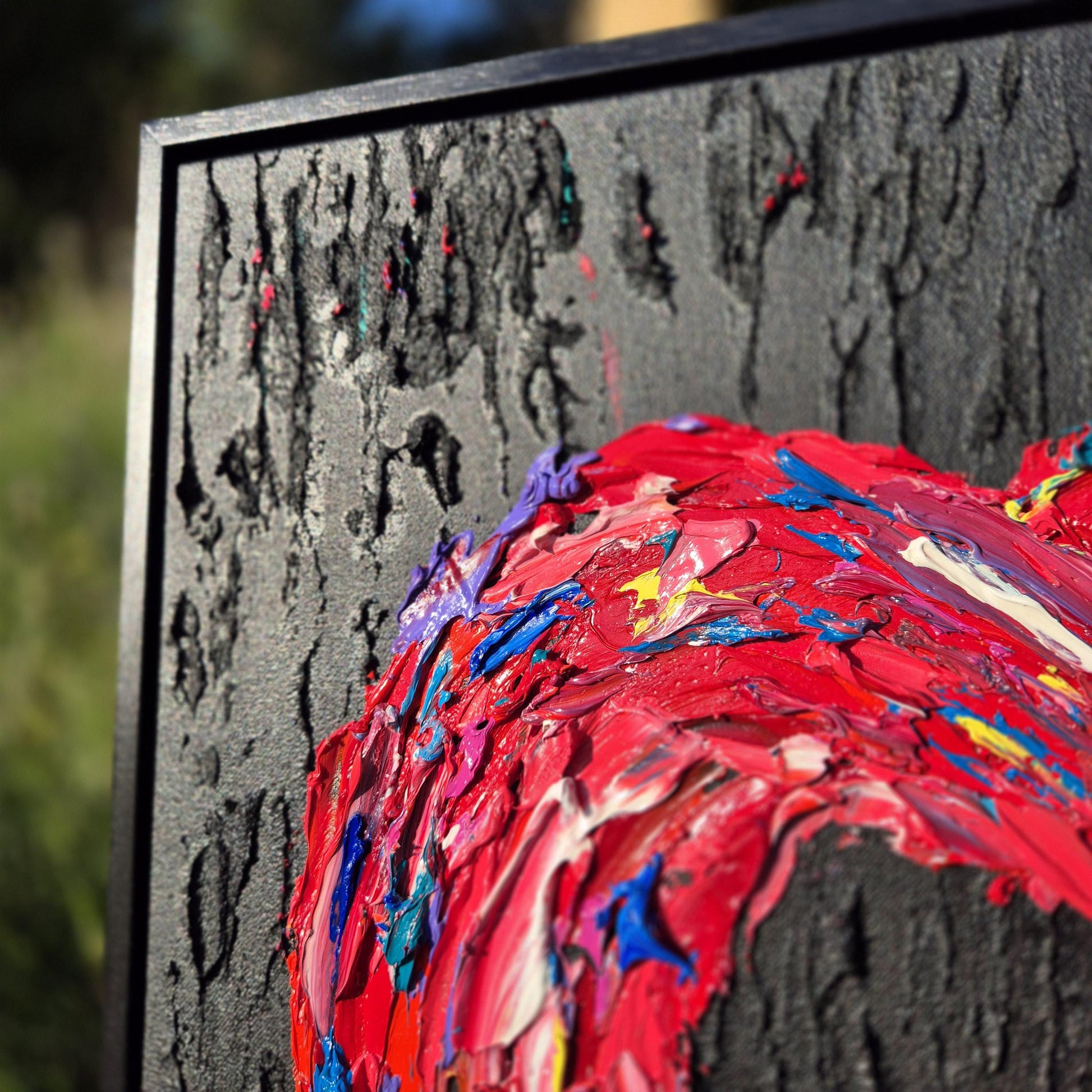 Heart Abstract Oil Painting 52x52 cm - You Belong Here Textured Oil on Canvas - Contemporary Impasto Emotion Art - Framed Decor