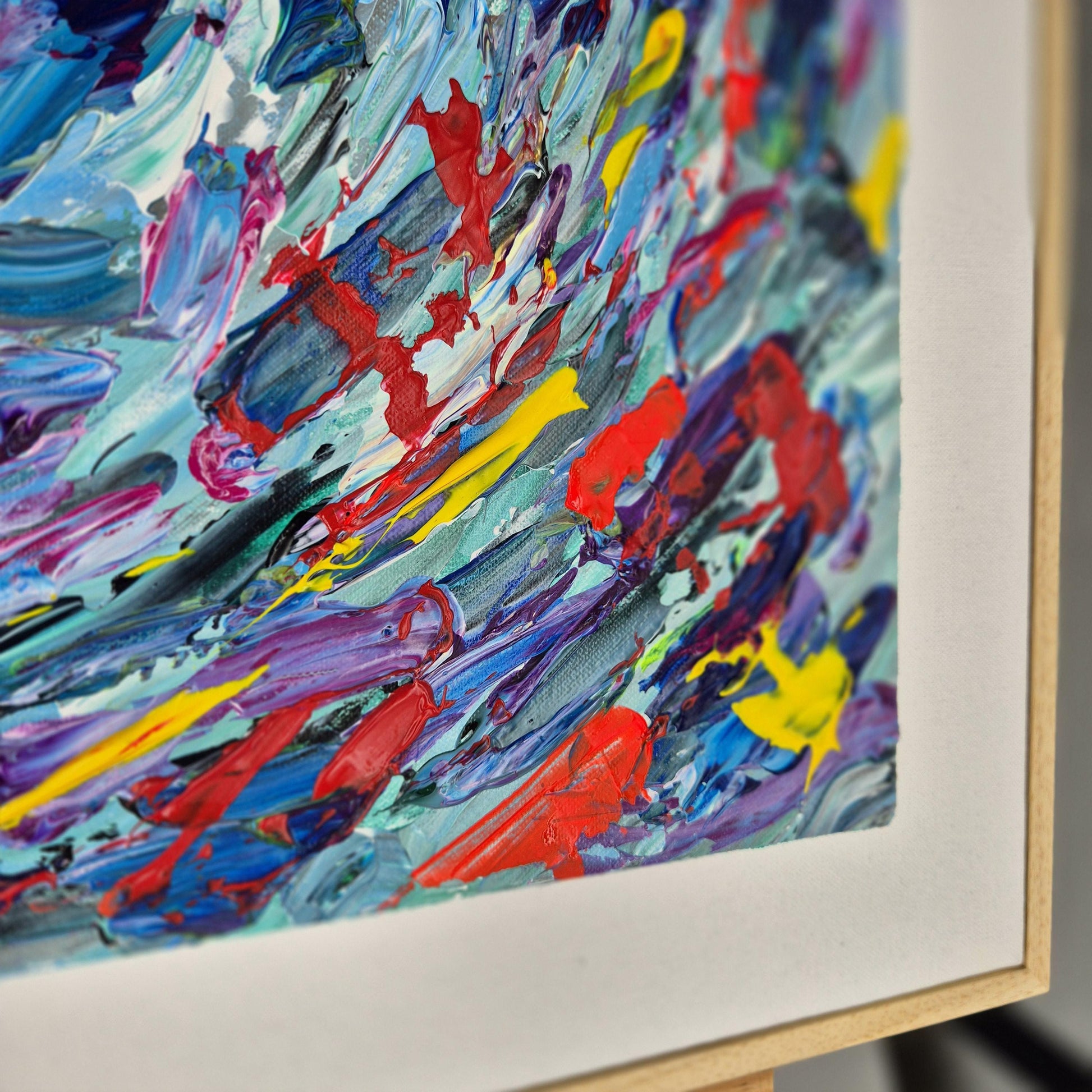 Into the Bloom - Original Textured Acrylic Painting on Canvas - Vivid Abstract Floral Motion - Square Framed Artwork Ready to Hang