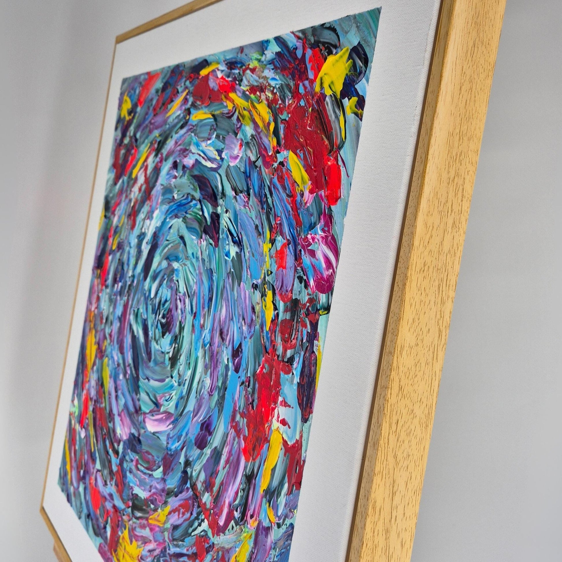 Into the Bloom - Original Textured Acrylic Painting on Canvas - Vivid Abstract Floral Motion - Square Framed Artwork Ready to Hang