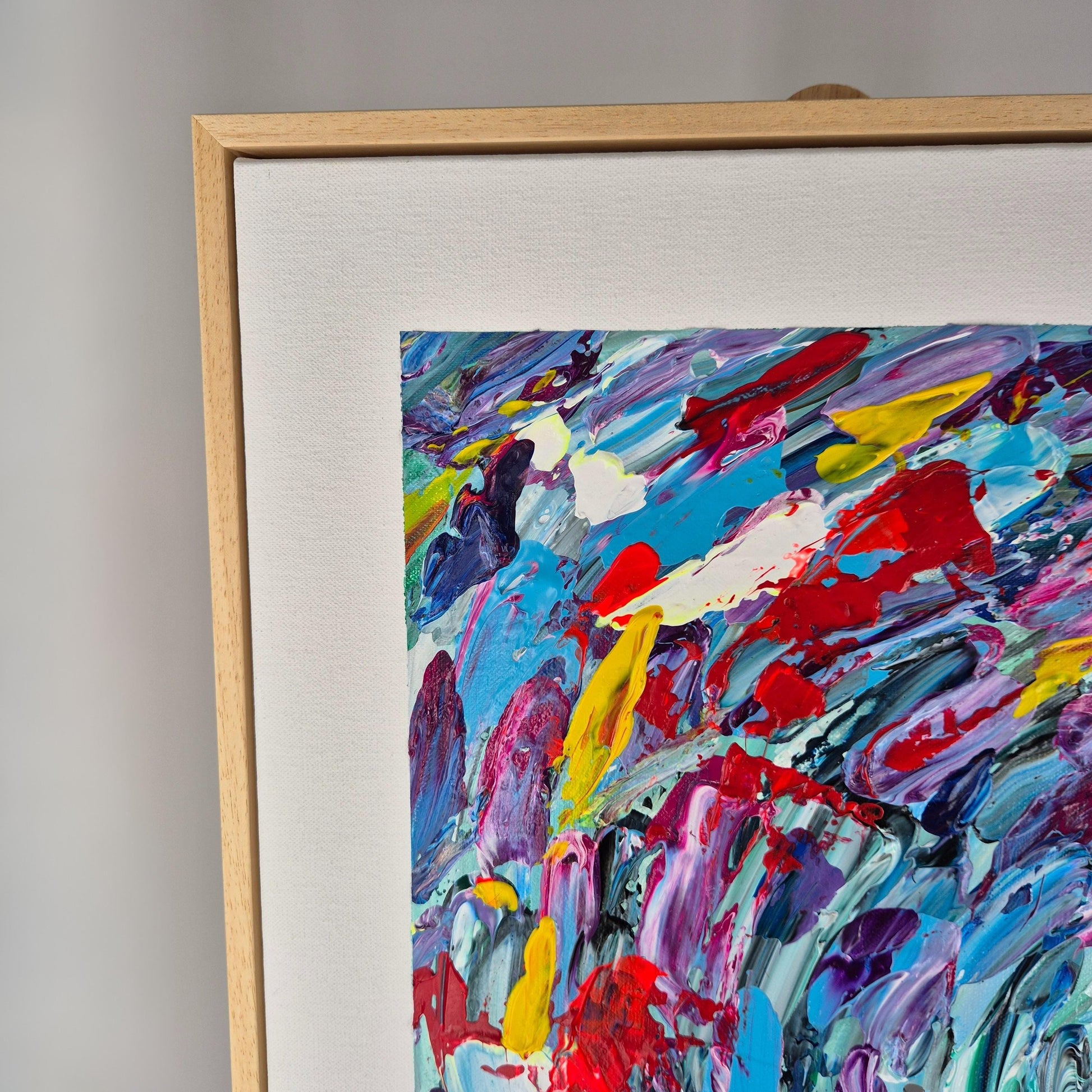 Into the Bloom - Original Textured Acrylic Painting on Canvas - Vivid Abstract Floral Motion - Square Framed Artwork Ready to Hang