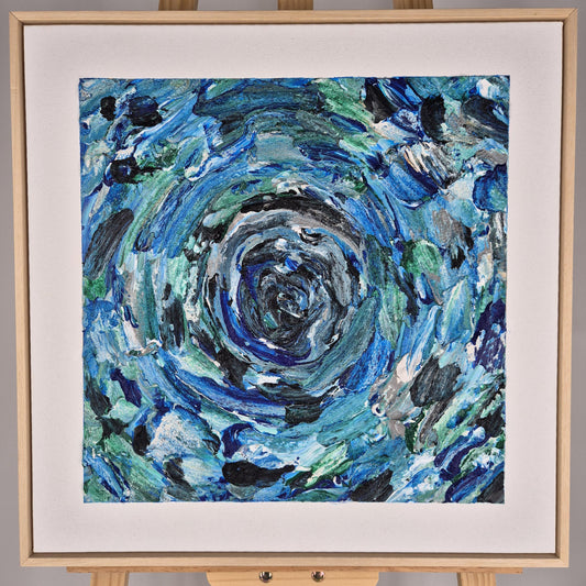 Blue Core - Original Textured Acrylic Painting on Canvas - Abstract Ocean Swirl Art in Blue&Green - Ready to Hang