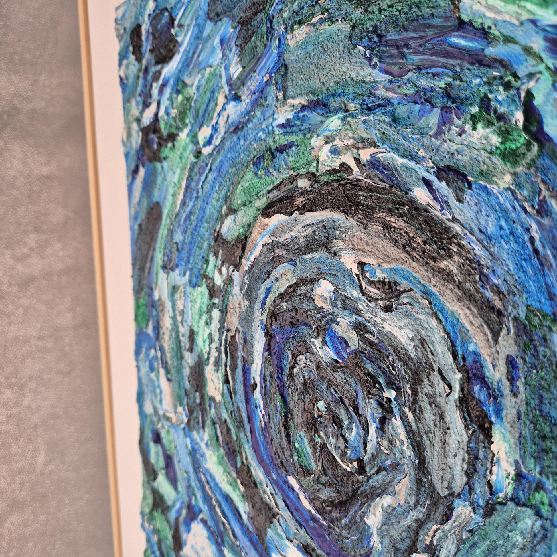 Blue Core - Original Textured Acrylic Painting on Canvas - Abstract Ocean Swirl Art in Blue&Green - Ready to Hang
