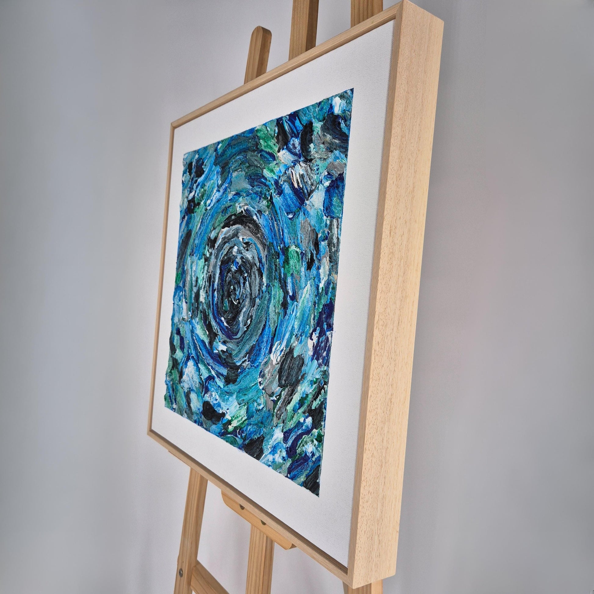 Blue Core - Original Textured Acrylic Painting on Canvas - Abstract Ocean Swirl Art in Blue&Green - Ready to Hang