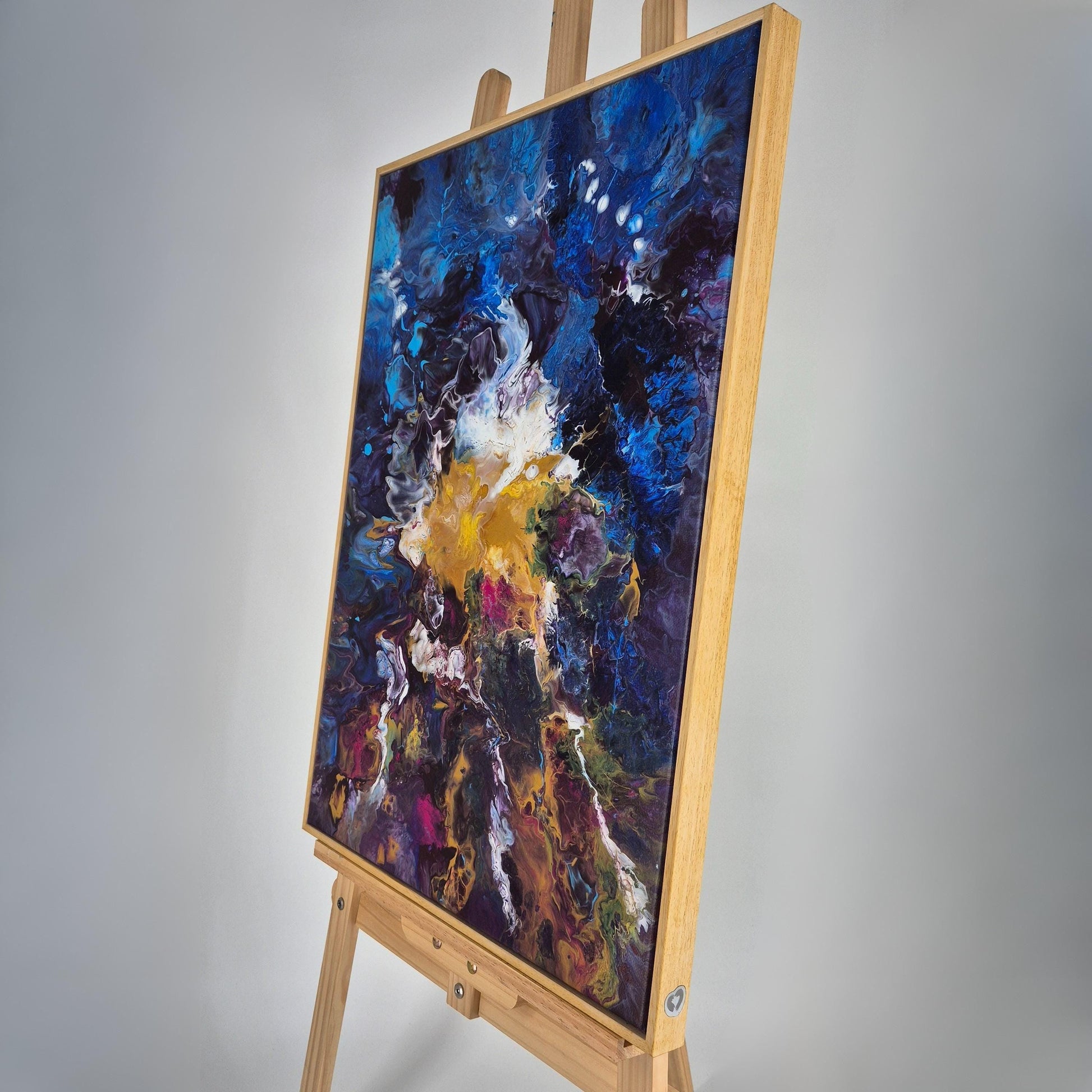 Starborn - Original Textured Acrylic Painting on Canvas - Cosmic Abstract Wall Art with Flowing Colors - Framed&Ready to Hang