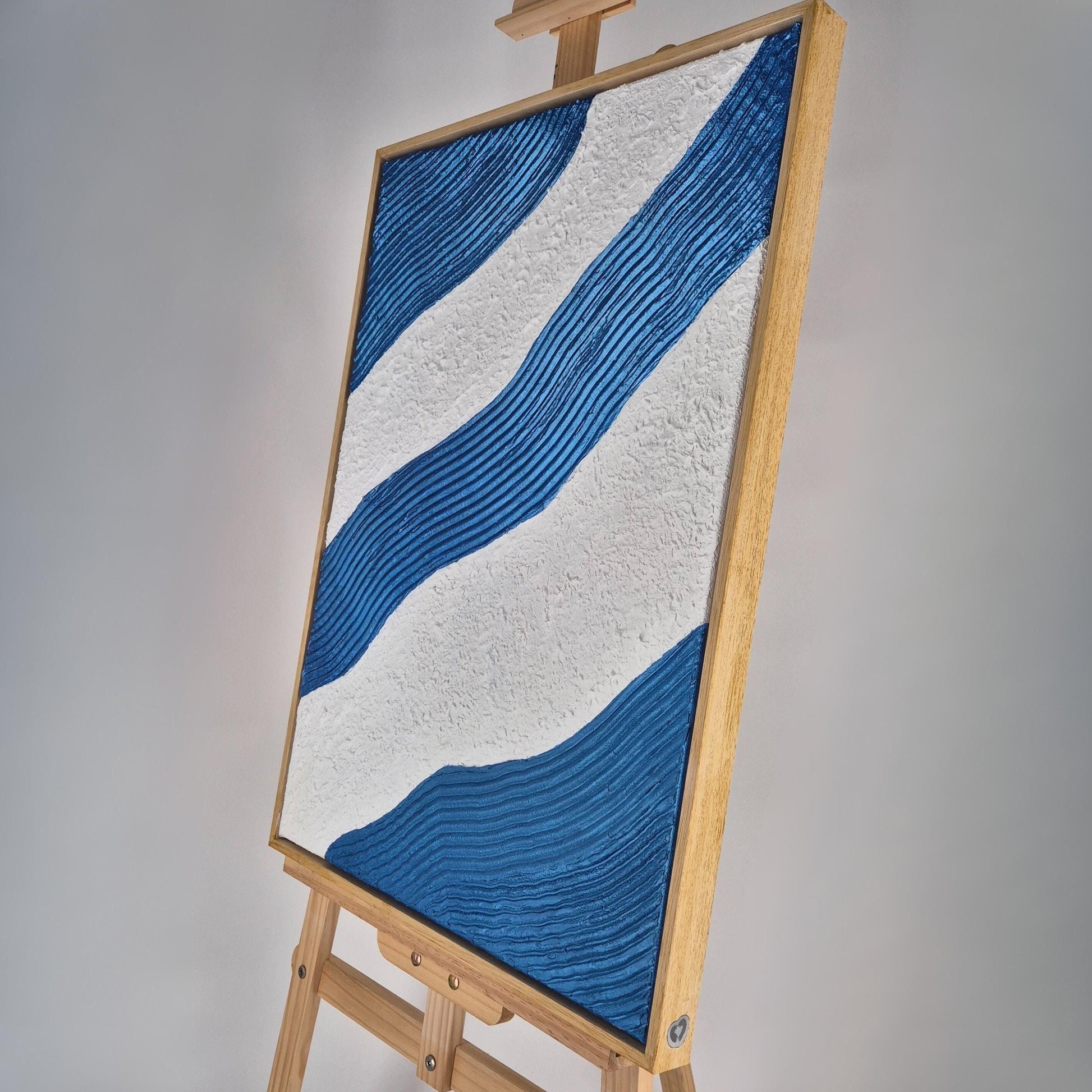 Ocean Lines - Original Textured Acrylic Painting on Canvas - Abstract Seascape Wall Art with Flowing Lines - Framed&Ready to Hang