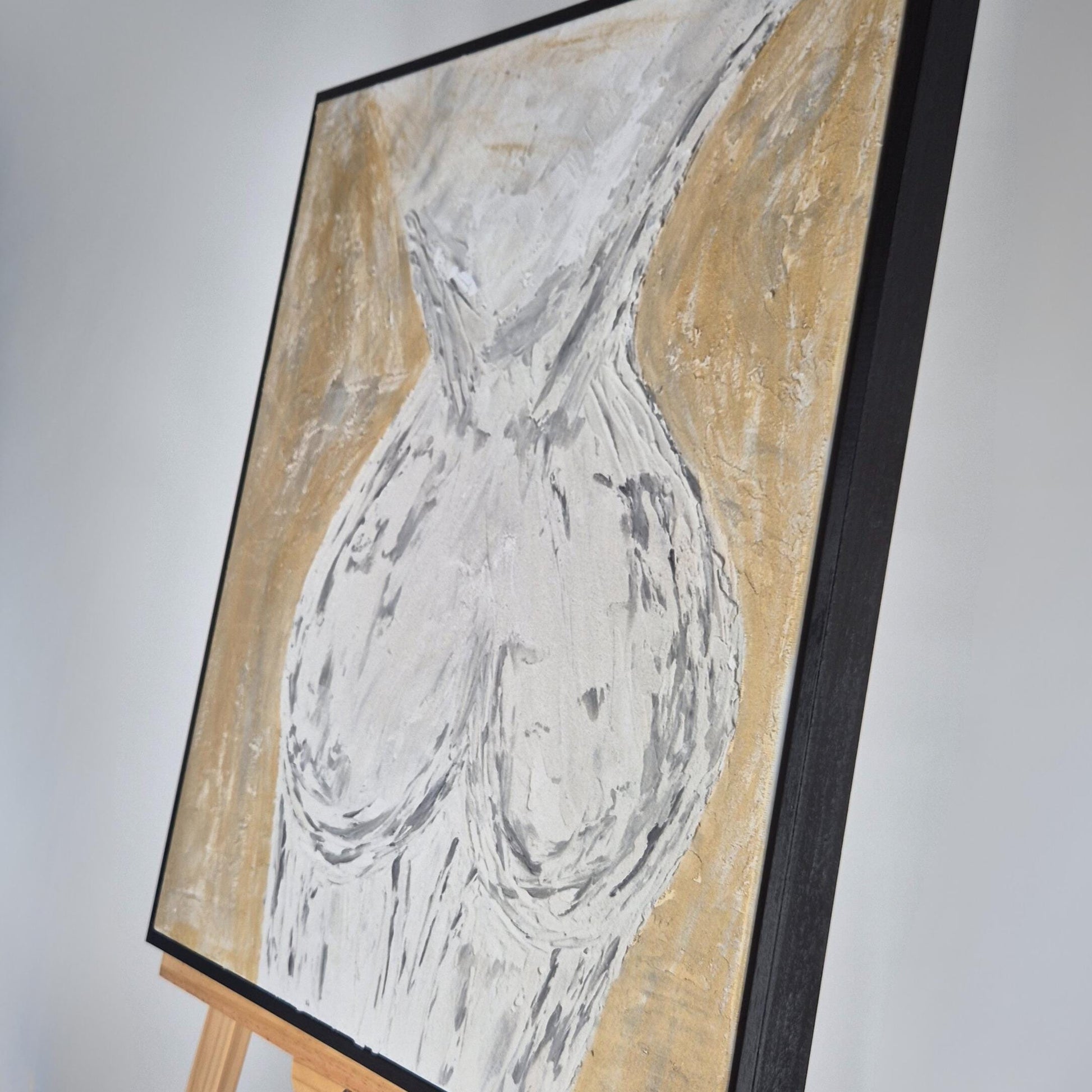 She is Universe - Feminine Abstract Painting - Sculptural Acrylic Nude - Textured Canvas Wall Art