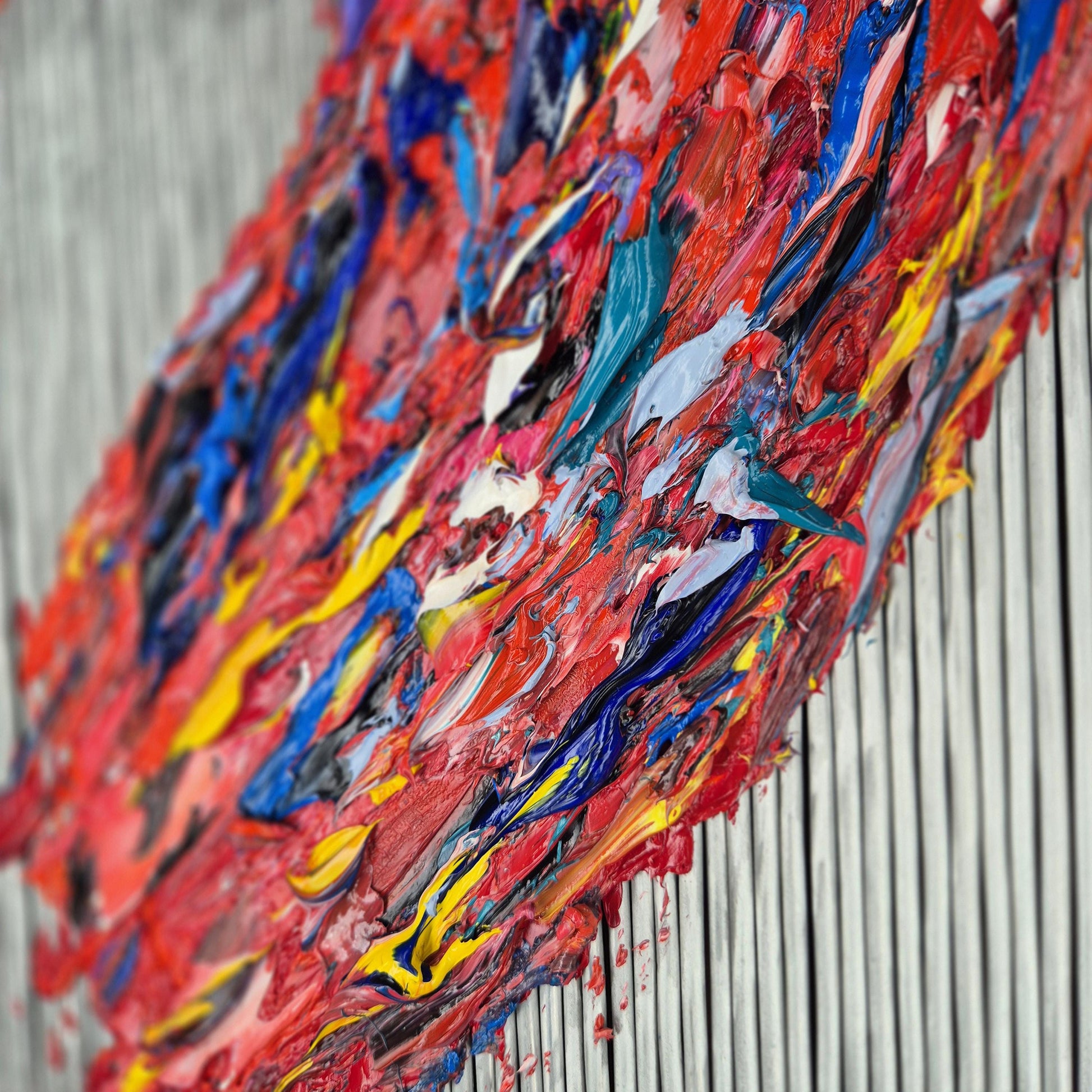 Textured Aluminum Oil Painting 66x66cm - Metal Heart - Abstract Oil Painting on Aluminum - Framed Contemporary Sculptural Decor