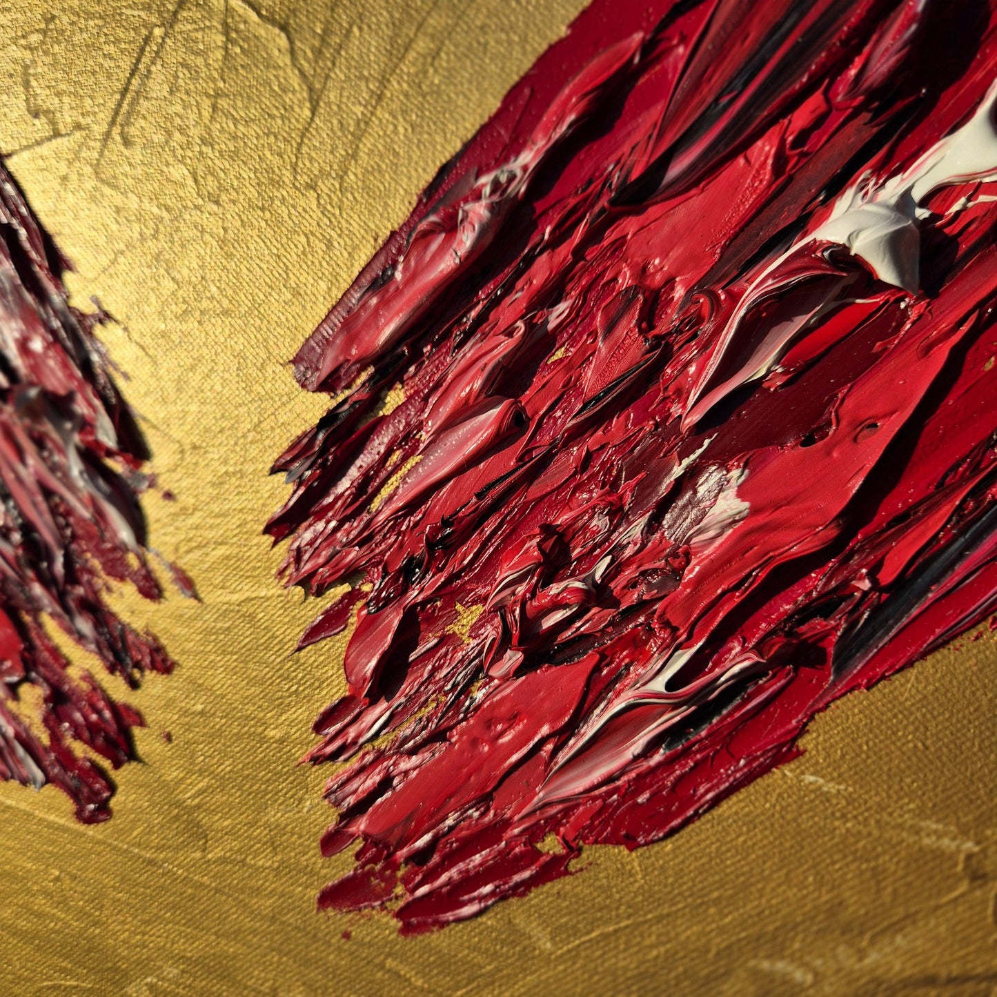 Original Oil Painting on Canvas 62x62cm- Red Heart - Textured Wall Art - Romantic Abstract Contemporary Large Canvas