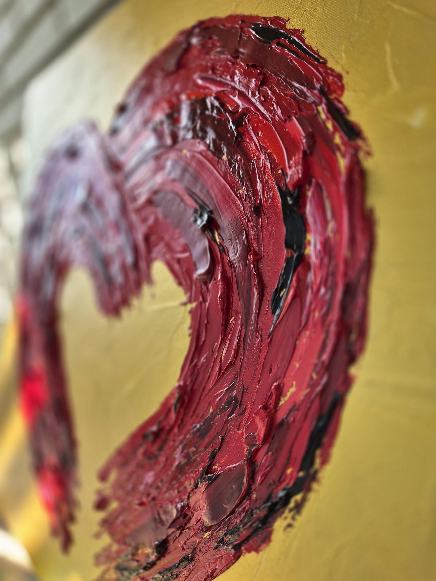 Original Oil Painting on Canvas 62x62cm- Red Heart - Textured Wall Art - Romantic Abstract Contemporary Large Canvas