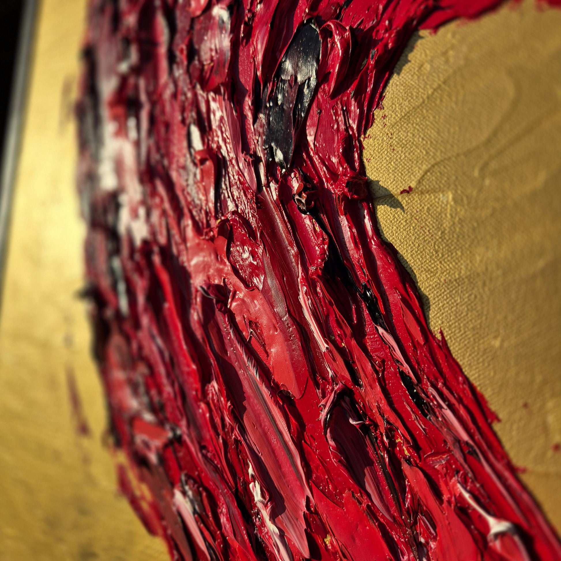 Original Oil Painting on Canvas 62x62cm- Red Heart - Textured Wall Art - Romantic Abstract Contemporary Large Canvas