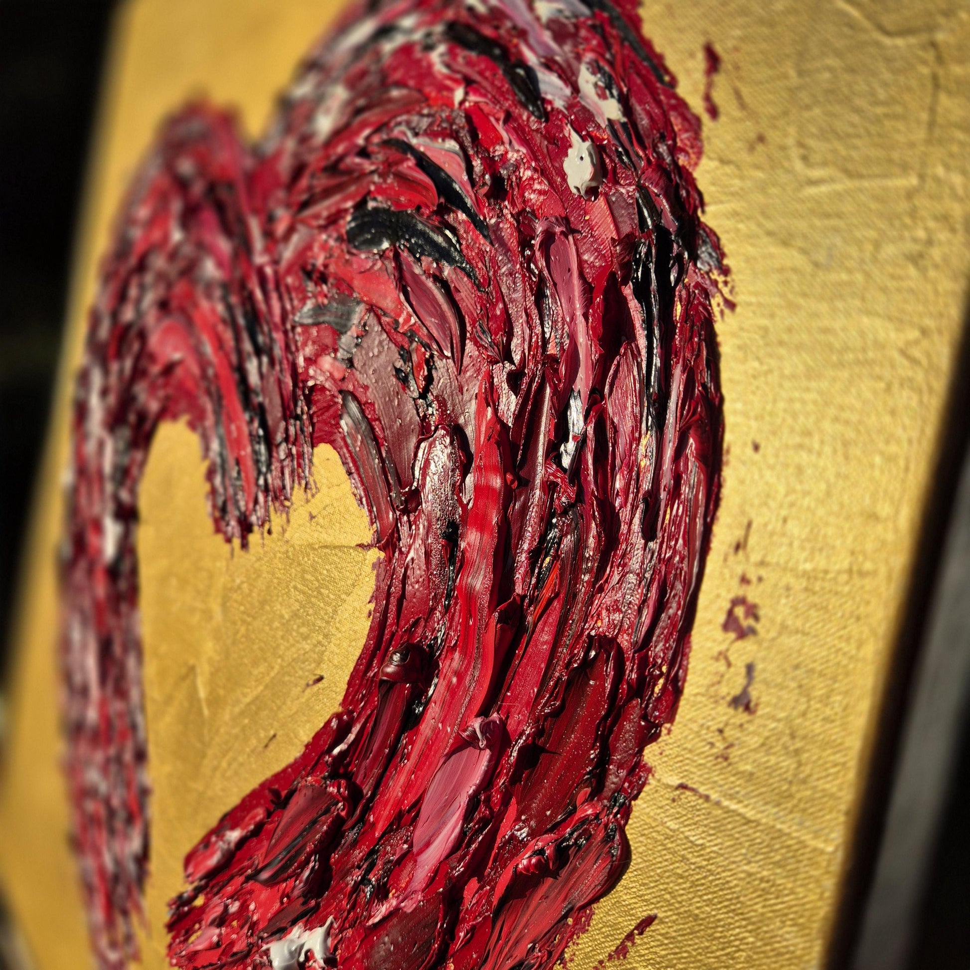 Original Oil Painting on Canvas 62x62cm- Red Heart - Textured Wall Art - Romantic Abstract Contemporary Large Canvas