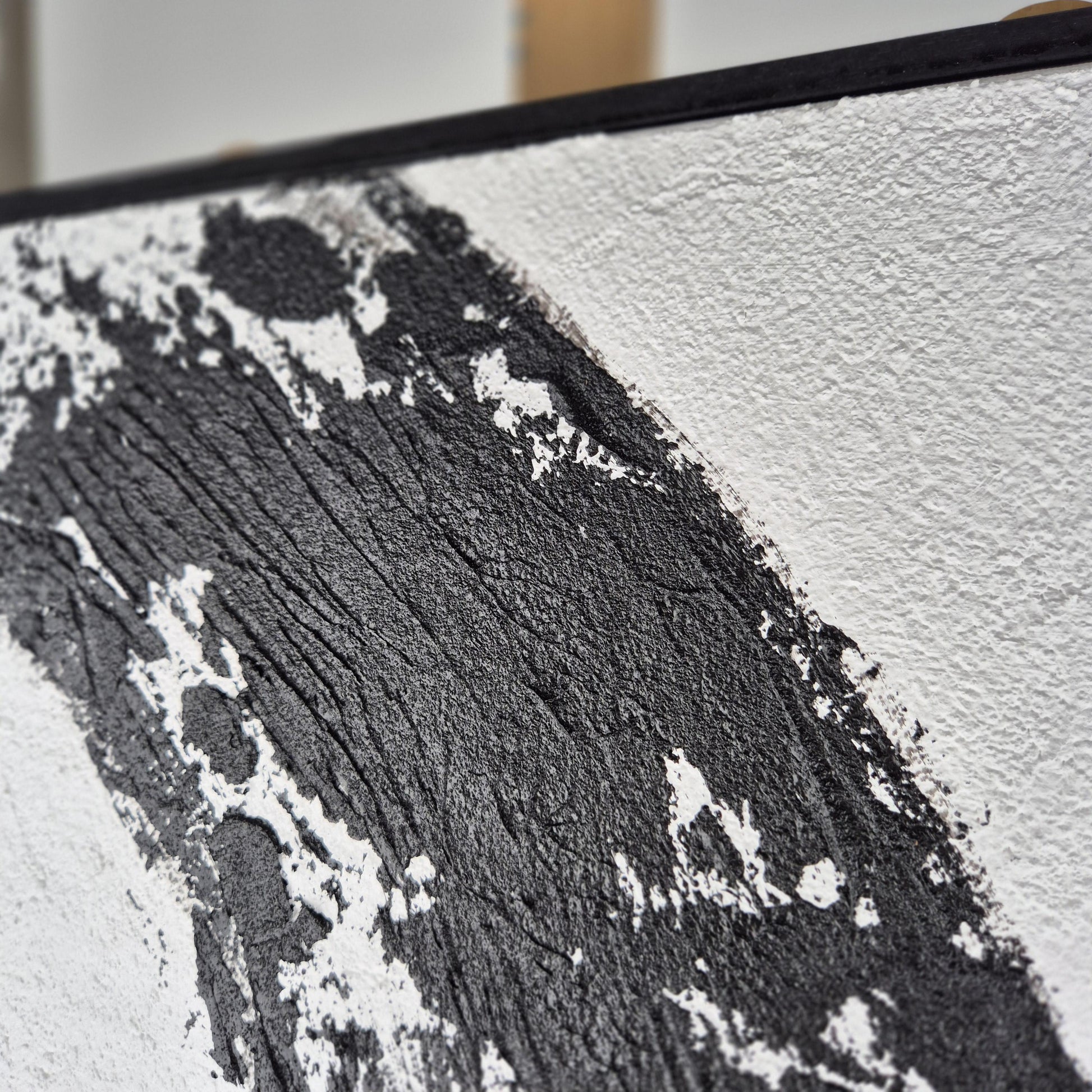 Zen Eclipse - Modern Abstract Black And White Art Diptych Textured Painting - Contemporary Wall Decor - Minimalist Energy