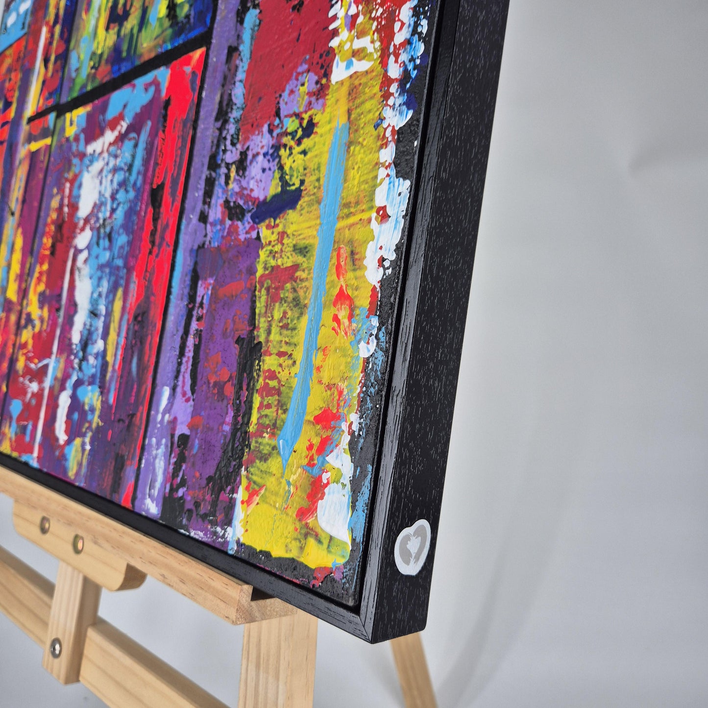 Original Acrylic Painting 67x56 cm - City Pulse - Textured Urban Cityscape Abstrac - Modern Gold Accent Canvas Painting