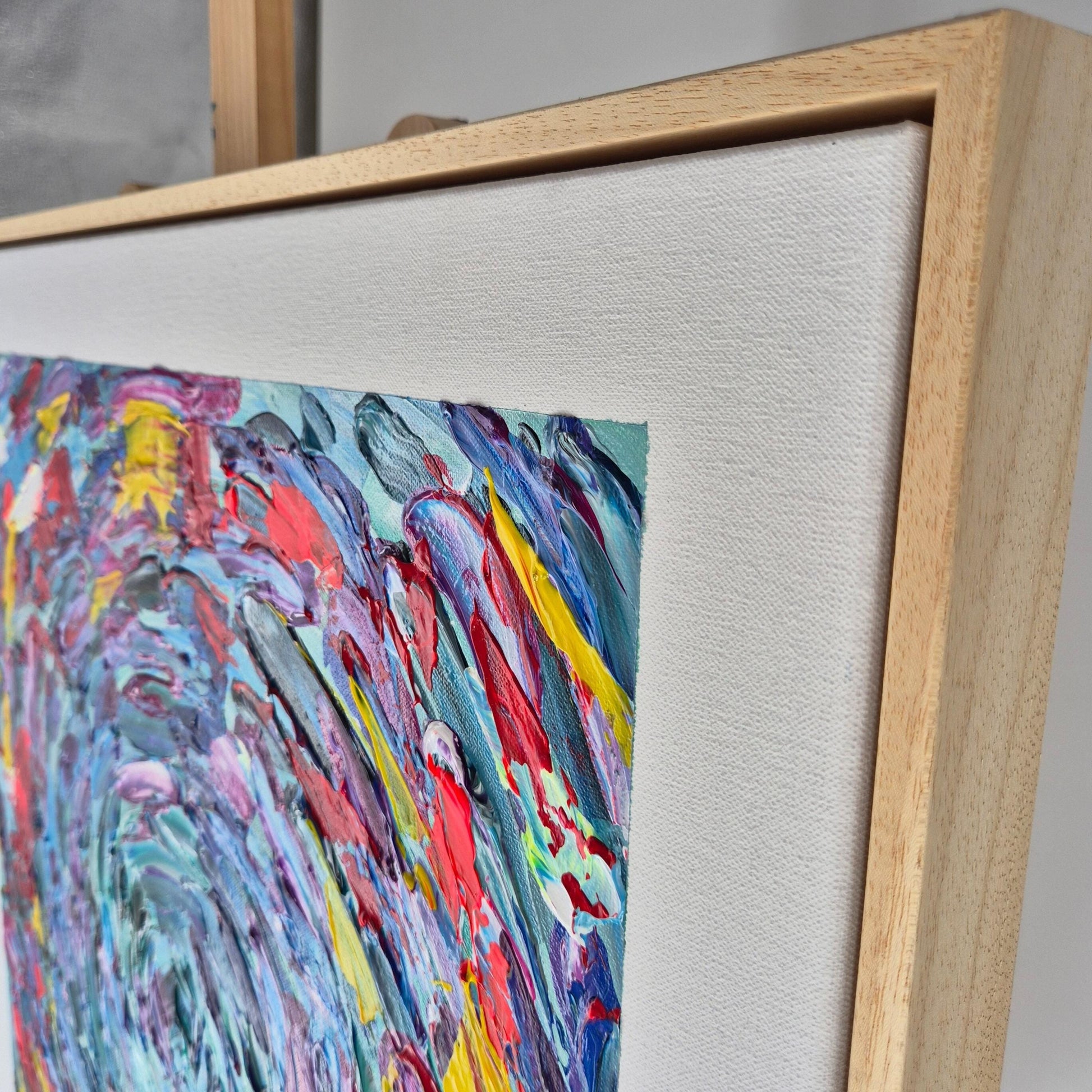 Into the Bloom - Original Textured Acrylic Painting on Canvas - Vivid Abstract Floral Motion - Square Framed Artwork Ready to Hang