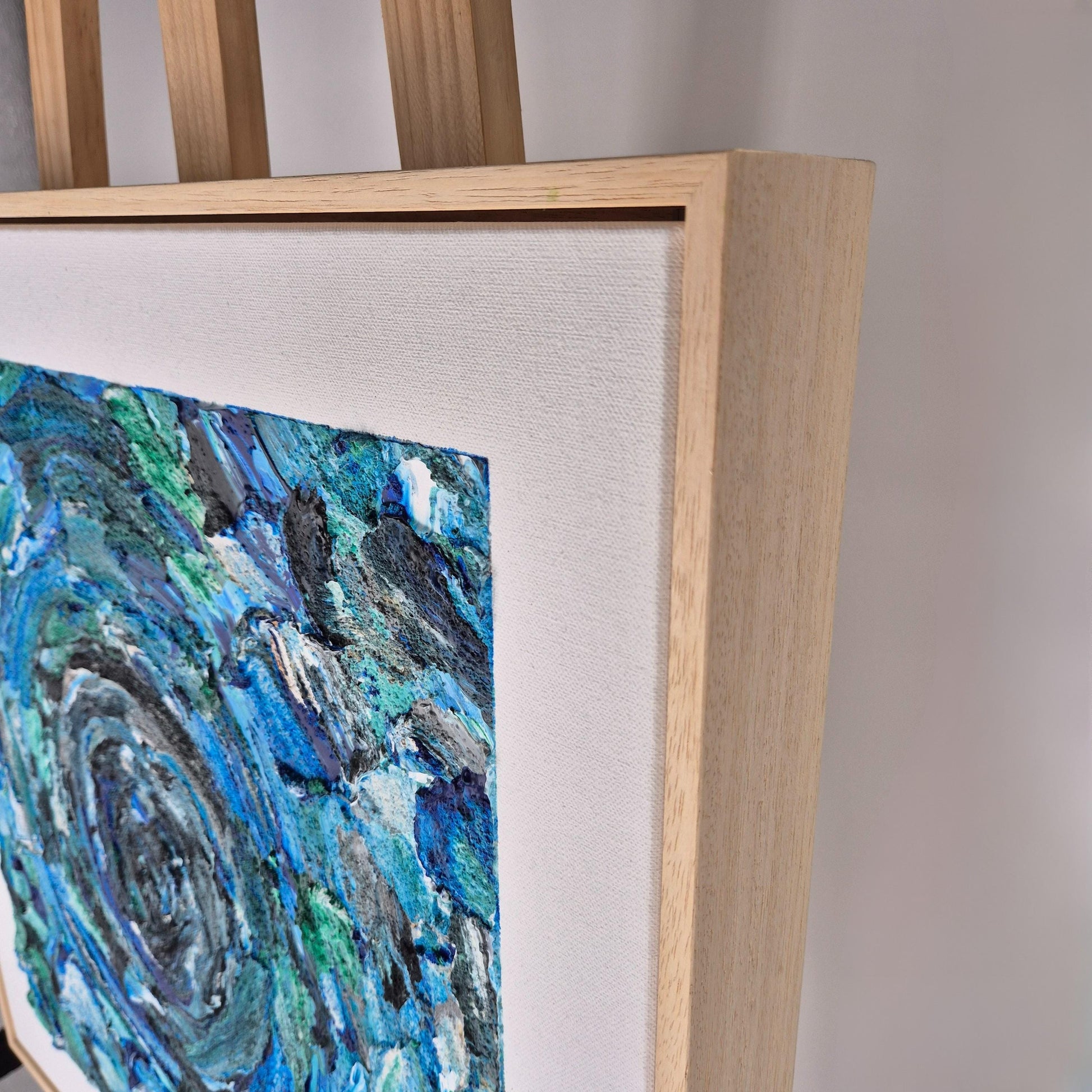 Blue Core - Original Textured Acrylic Painting on Canvas - Abstract Ocean Swirl Art in Blue&Green - Ready to Hang