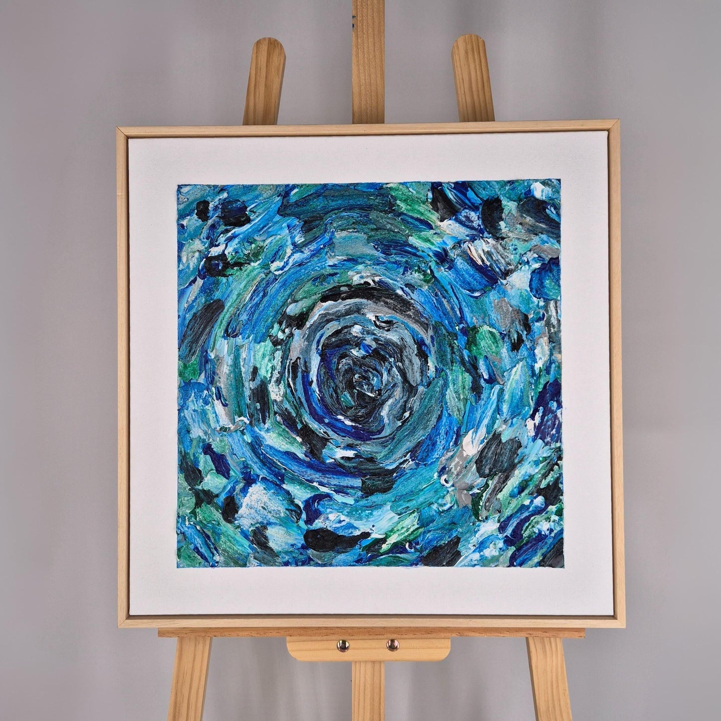 Blue Core - Original Textured Acrylic Painting on Canvas - Abstract Ocean Swirl Art in Blue&Green - Ready to Hang