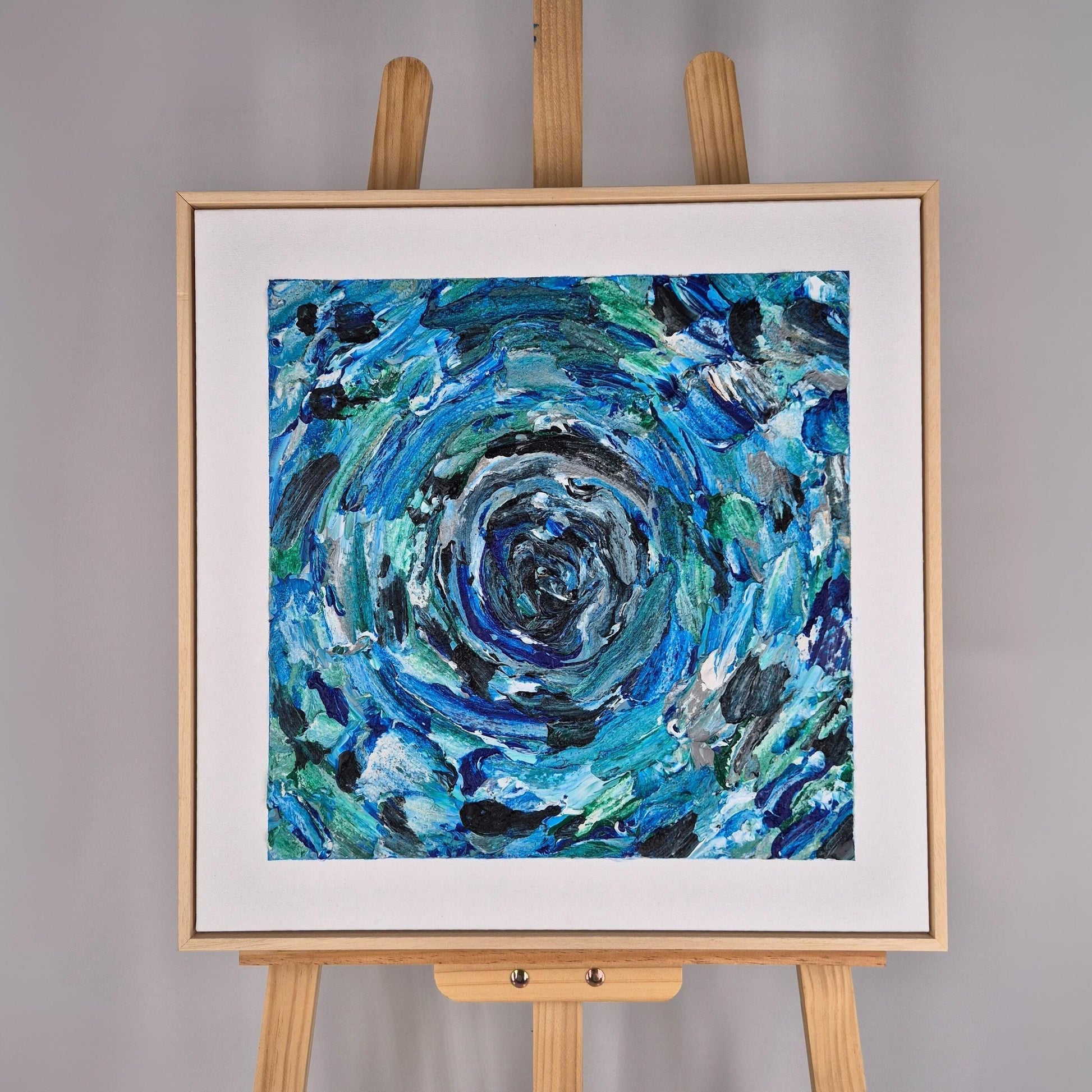 Blue Core - Original Textured Acrylic Painting on Canvas - Abstract Ocean Swirl Art in Blue&Green - Ready to Hang
