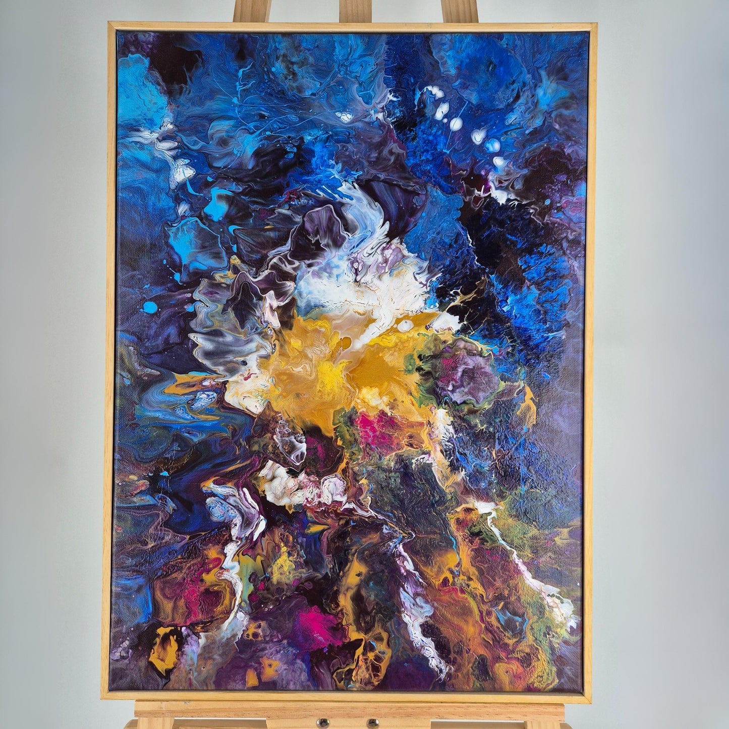 Starborn - Original Textured Acrylic Painting on Canvas - Cosmic Abstract Wall Art with Flowing Colors - Framed&Ready to Hang