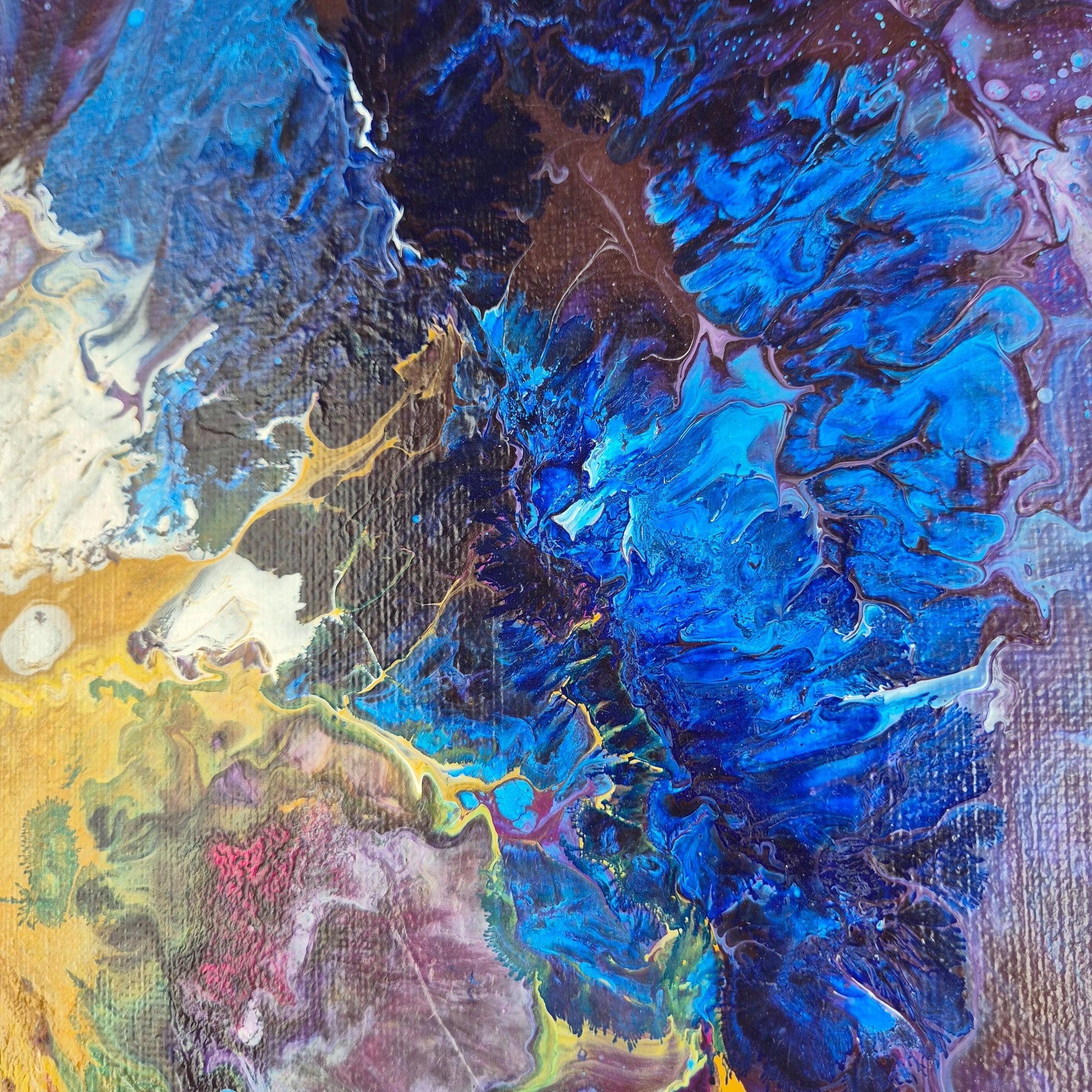 Starborn - Original Textured Acrylic Painting on Canvas - Cosmic Abstract Wall Art with Flowing Colors - Framed&Ready to Hang