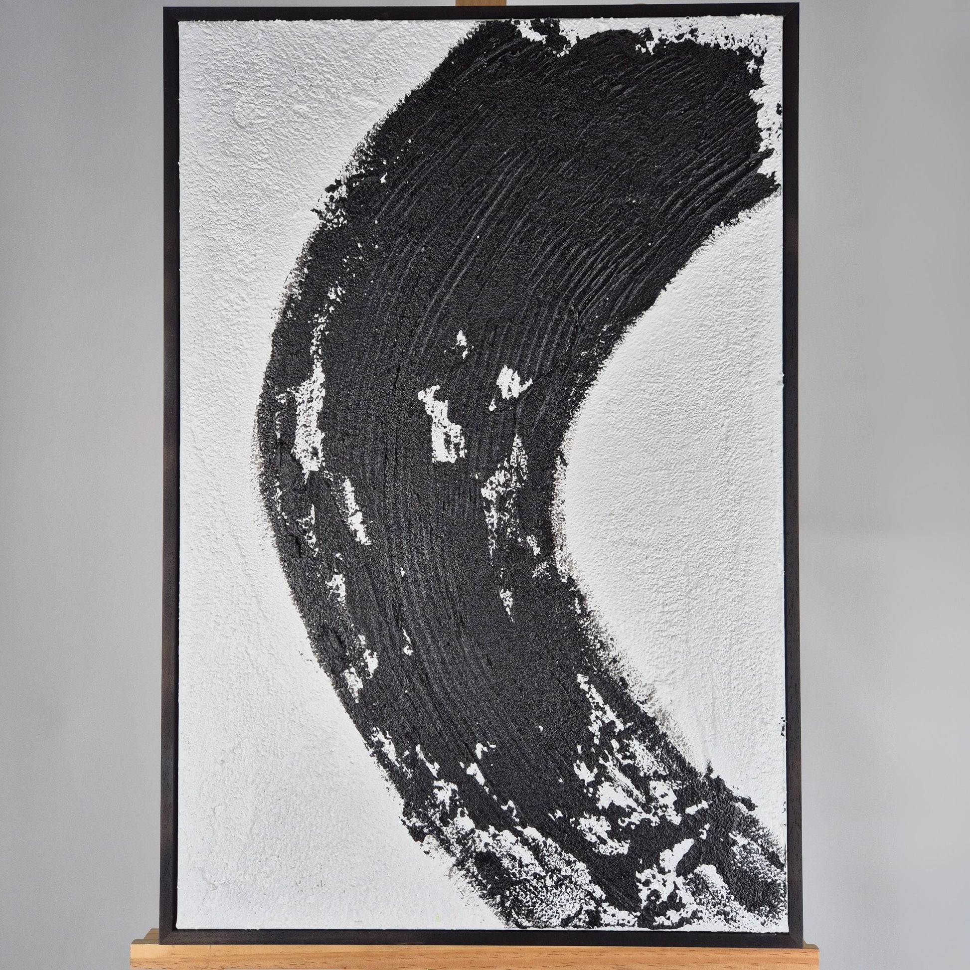Zen Eclipse - Modern Abstract Black And White Art Diptych Textured Painting - Contemporary Wall Decor - Minimalist Energy