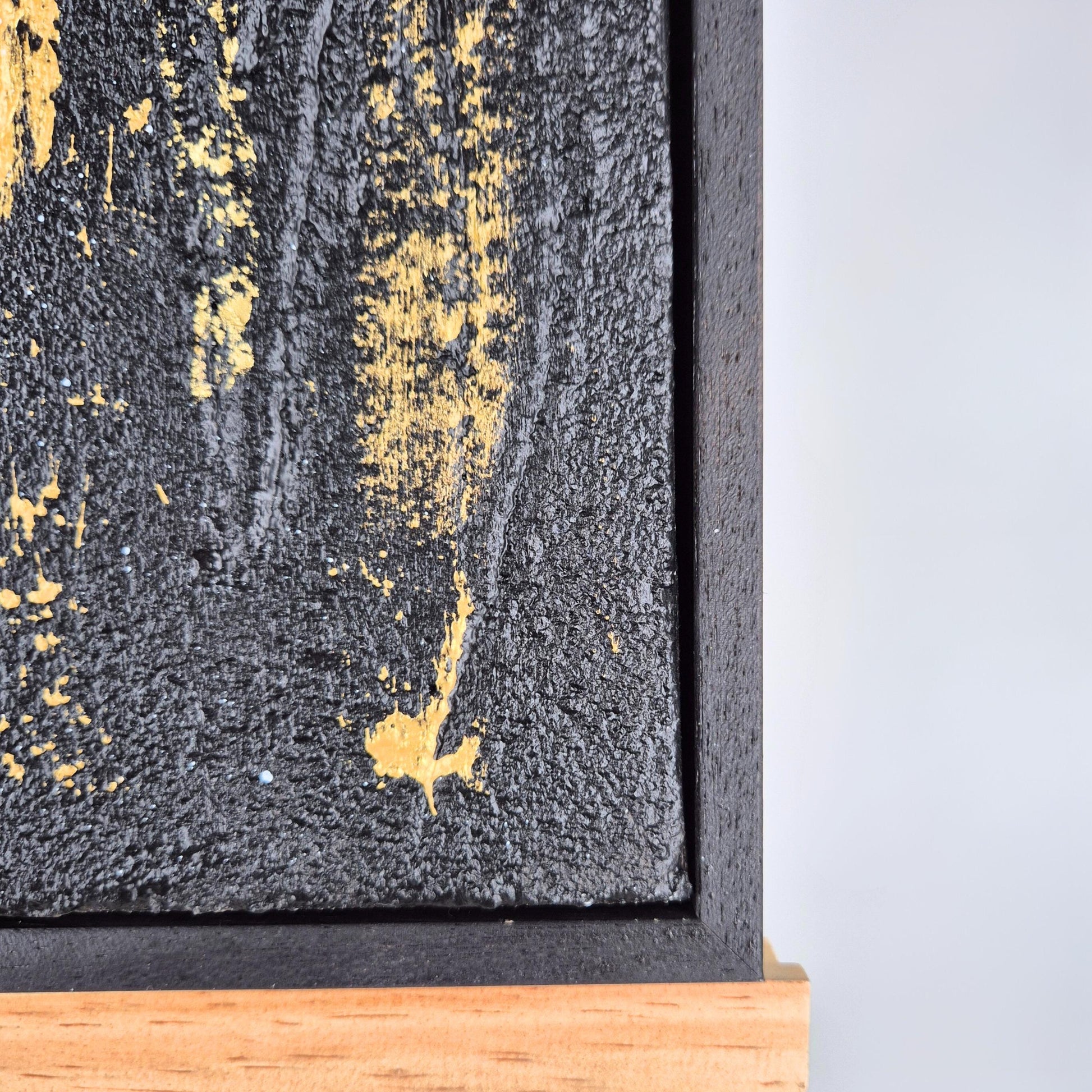 Split Radiance - Modern Gold Large Wall Art- Abstract Diptych Painting - Black And White Textured Wall Art - Luxury Contemporary Home Decor