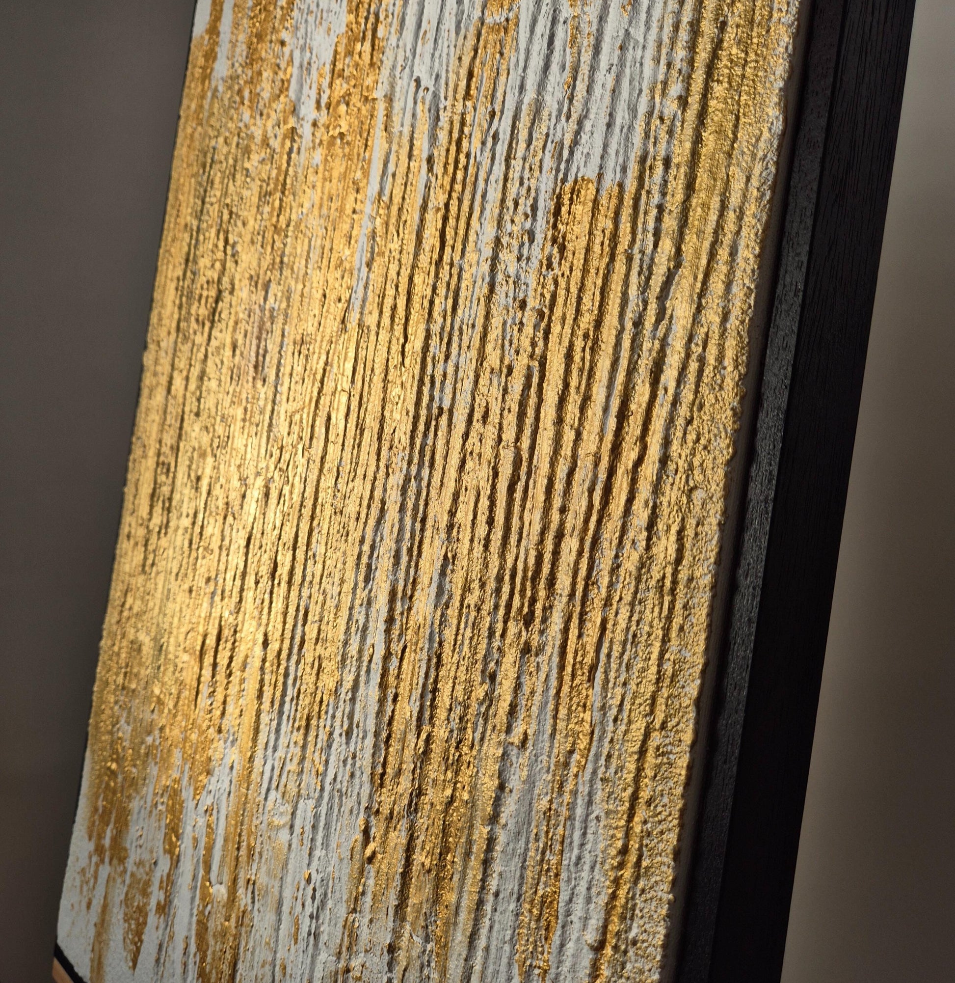 Split Radiance - Modern Gold Large Wall Art- Abstract Diptych Painting - Black And White Textured Wall Art - Luxury Contemporary Home Decor