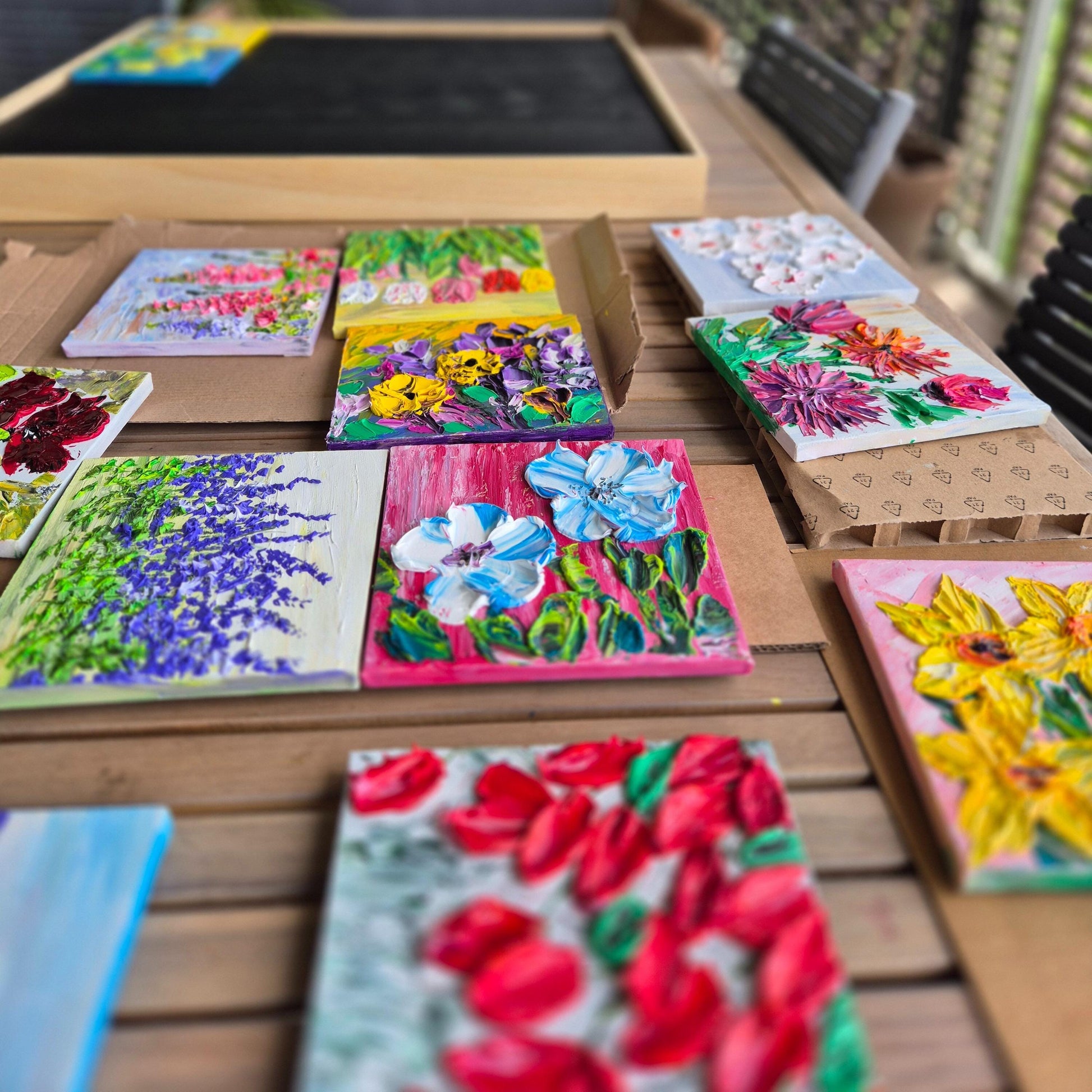 Original Oil Painting 66x66cm - Floriada - Modern Large Floral Oil Painting on Canvas - Colorful Garden Wall - Art for Premium Home