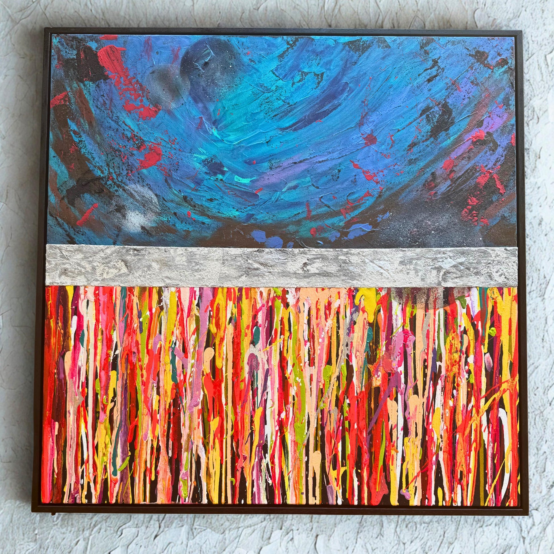 Textured Acrylic Painting: Abstract Apocalyptic Art, 72x72 cm