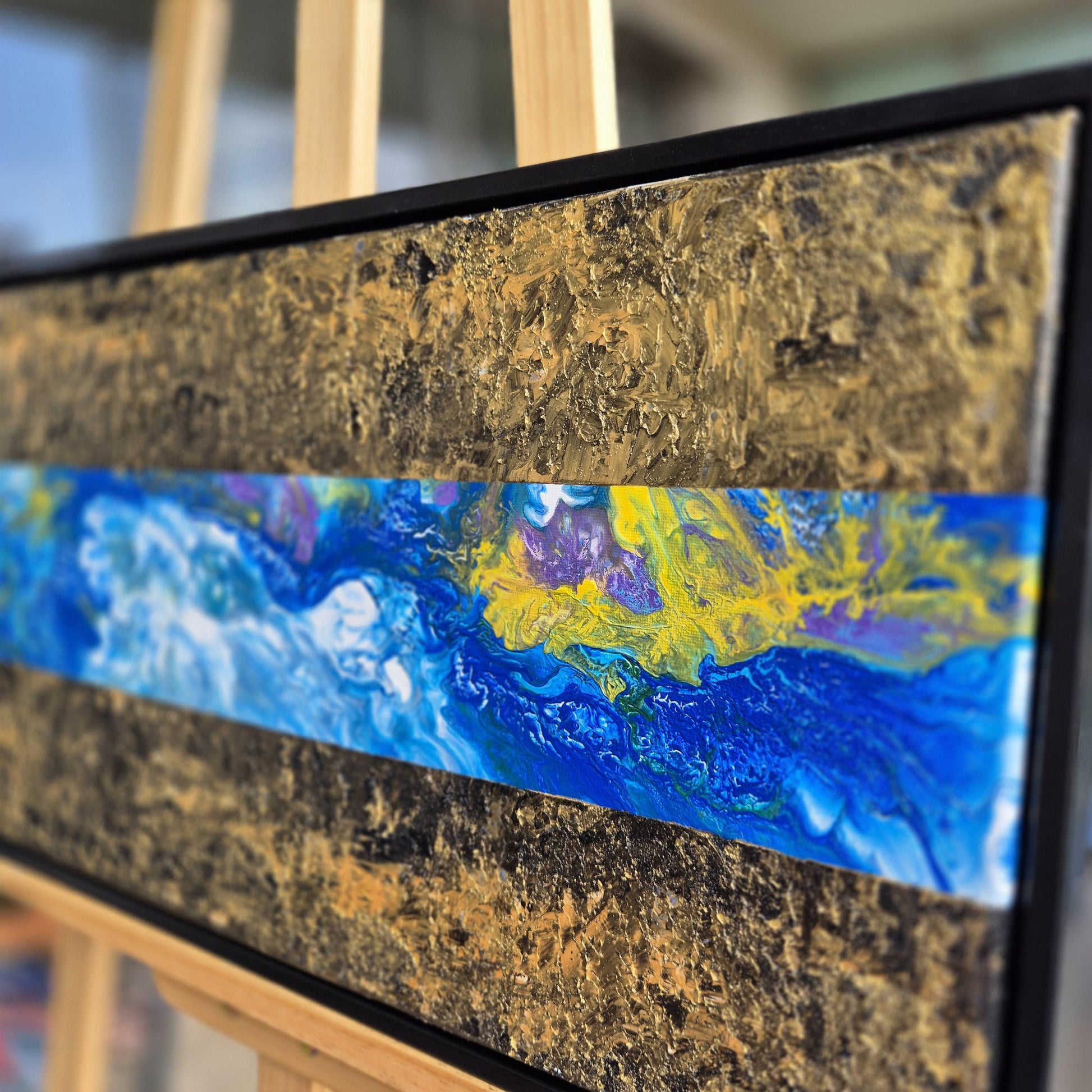 Textured Abstract Acrylic Painting 62x32 cm - Fluxion - Cosmic Energy Art