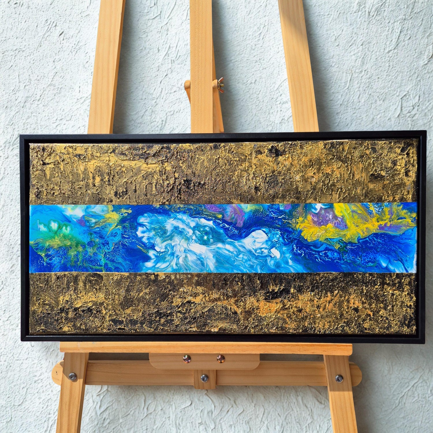 Textured Abstract Acrylic Painting 62x32 cm - Fluxion - Cosmic Energy Art
