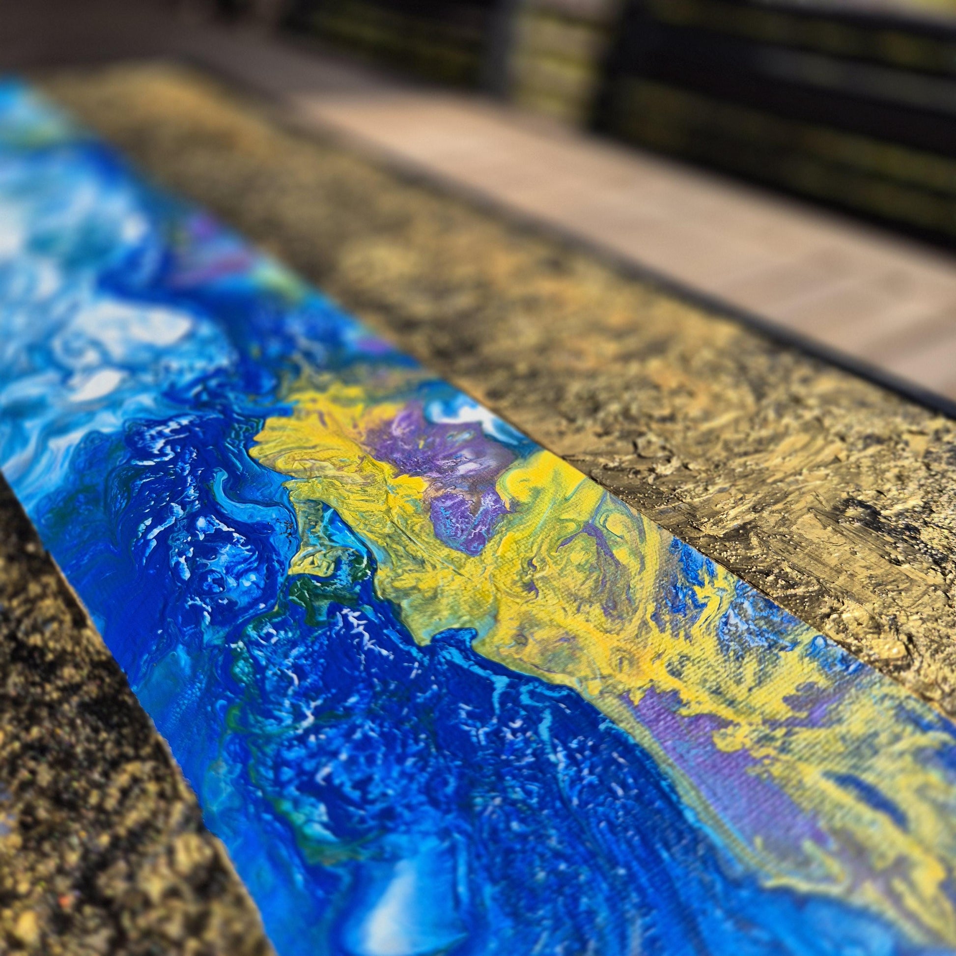 Textured Abstract Acrylic Painting 62x32 cm - Fluxion - Cosmic Energy Art