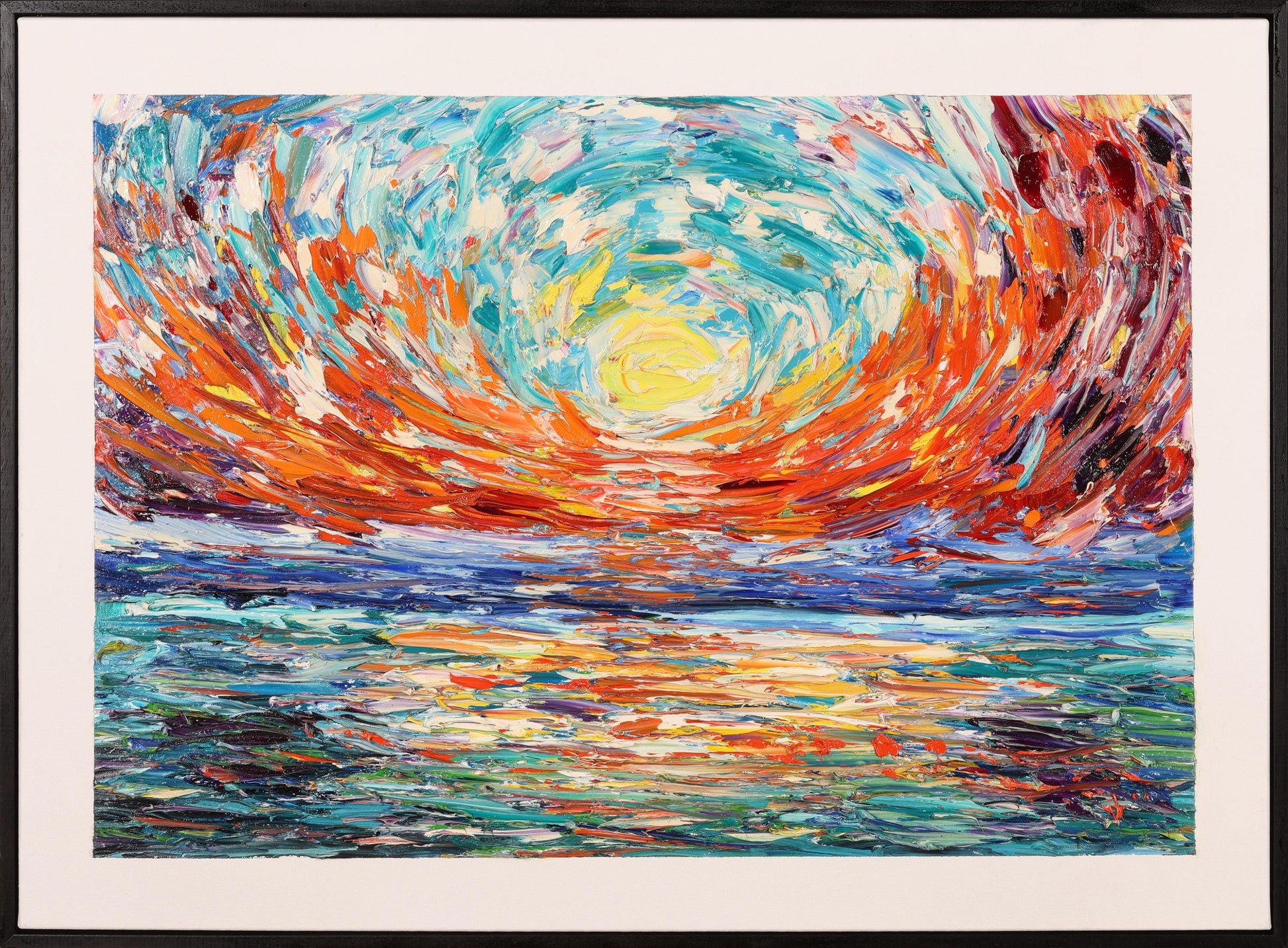 Beyond Sunset - Abstract Sunset Oil Painting on Canvas - Warm Horizon Wall Decor - Warm Glowing Sky Decor