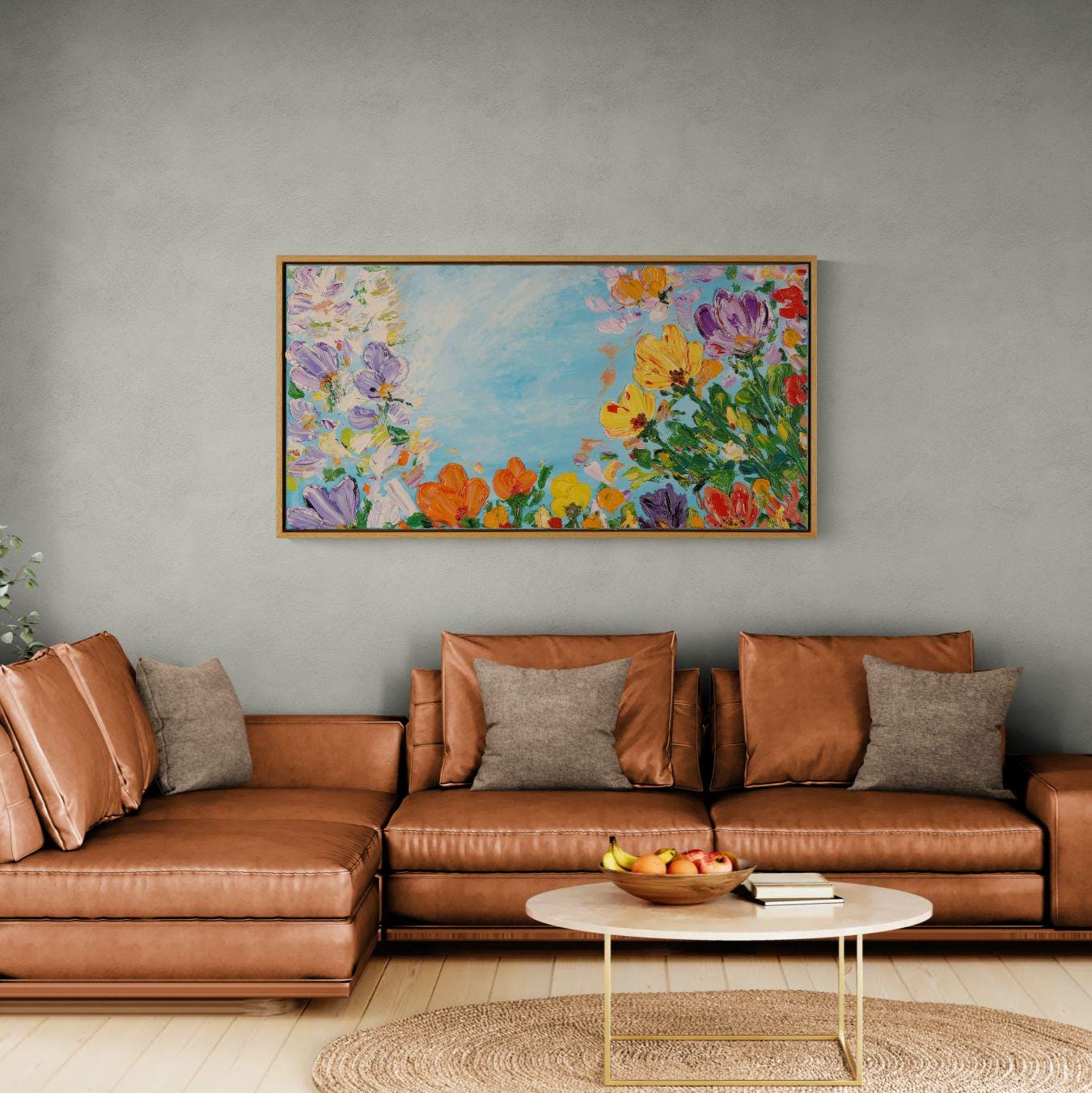 Original Oil painting Large Size 82x42 cm - Spring is Here - Textured Floral Painting - Blooming Oil Canvas - Original Spring Wall Art