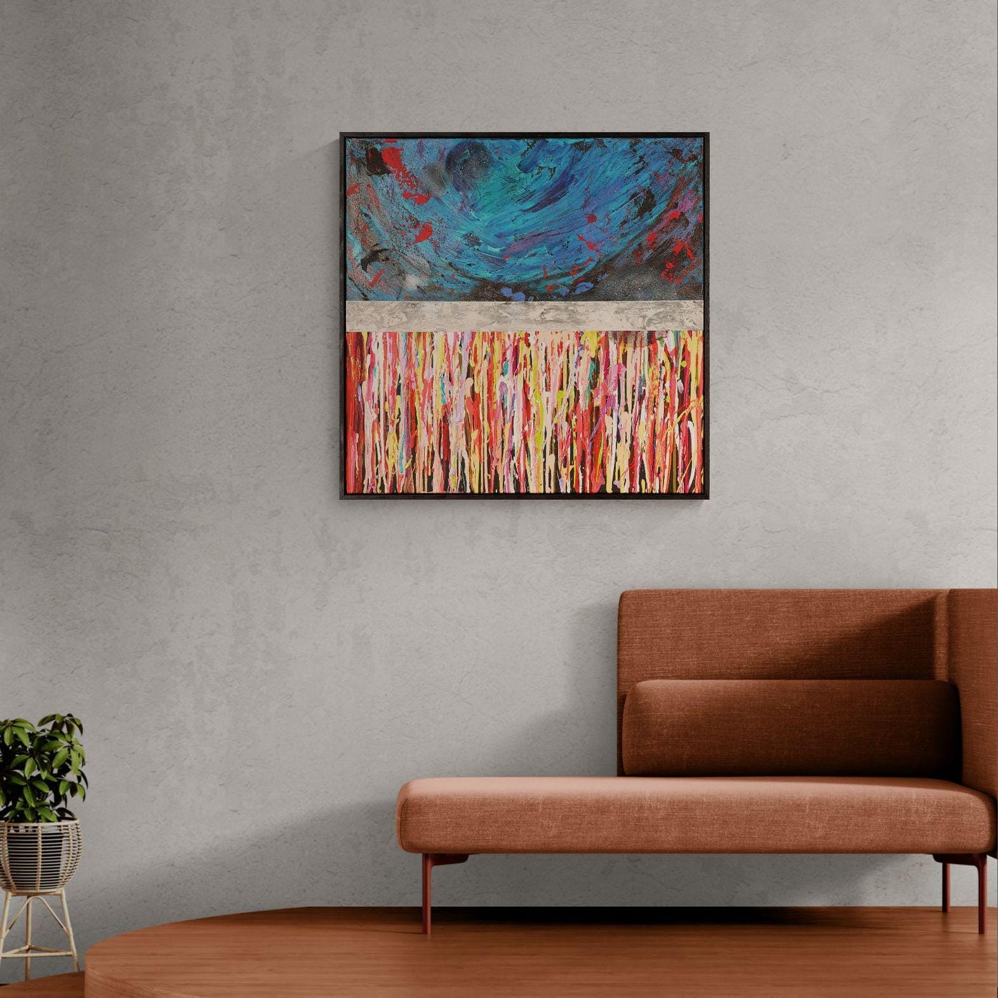 Textured Acrylic Painting: Abstract Apocalyptic Art, 72x72 cm