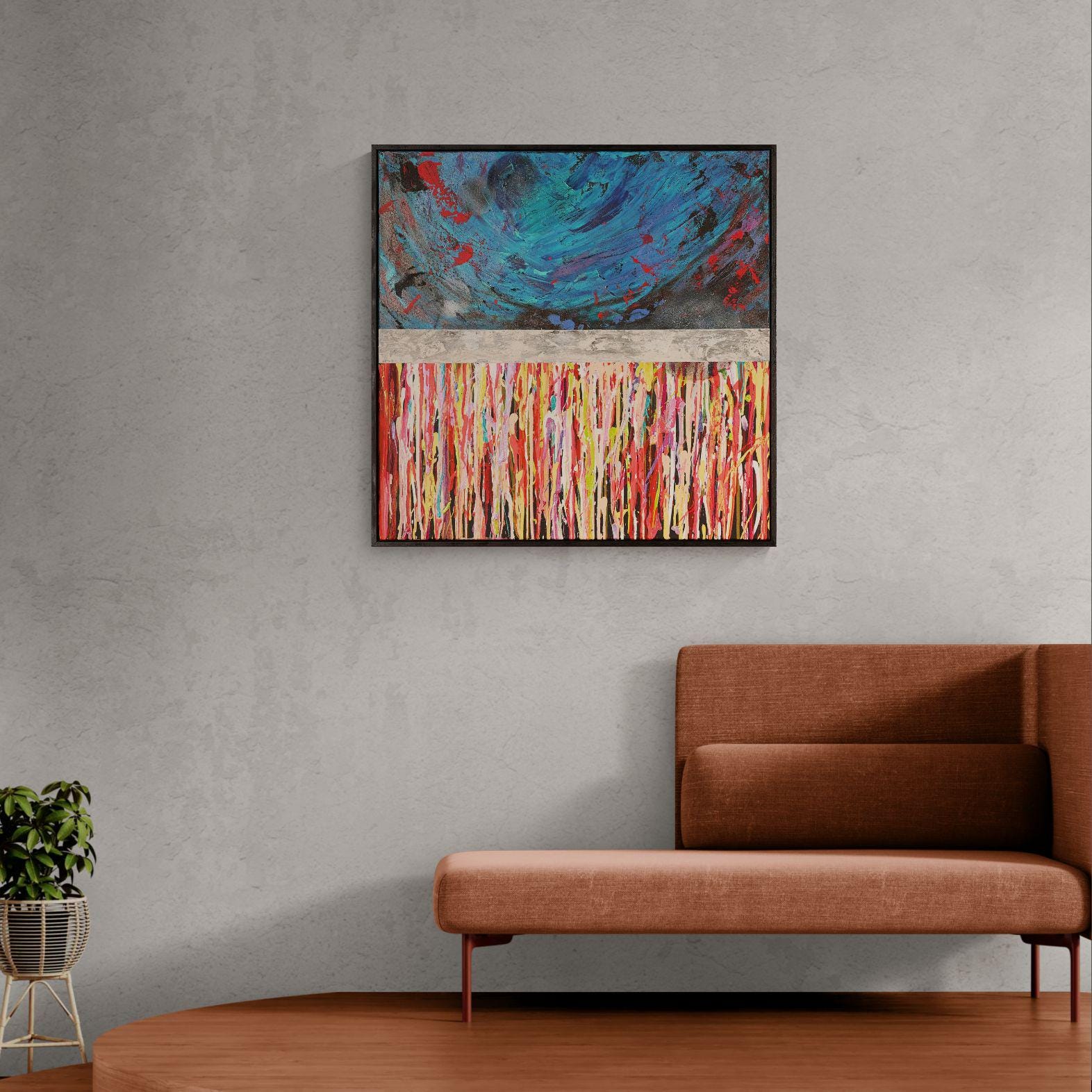 Textured Acrylic Painting: Abstract Apocalyptic Art, 72x72 cm