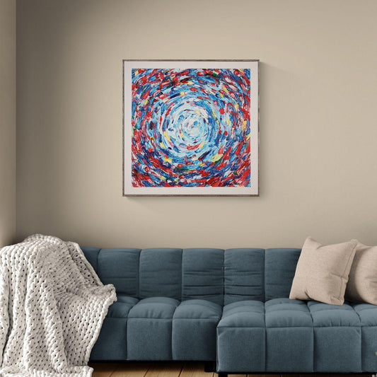 Original Abstract Acrylic Painting 92x92cm - Corelia - Textured on Canvas - Vivid Abstract Floral Motion