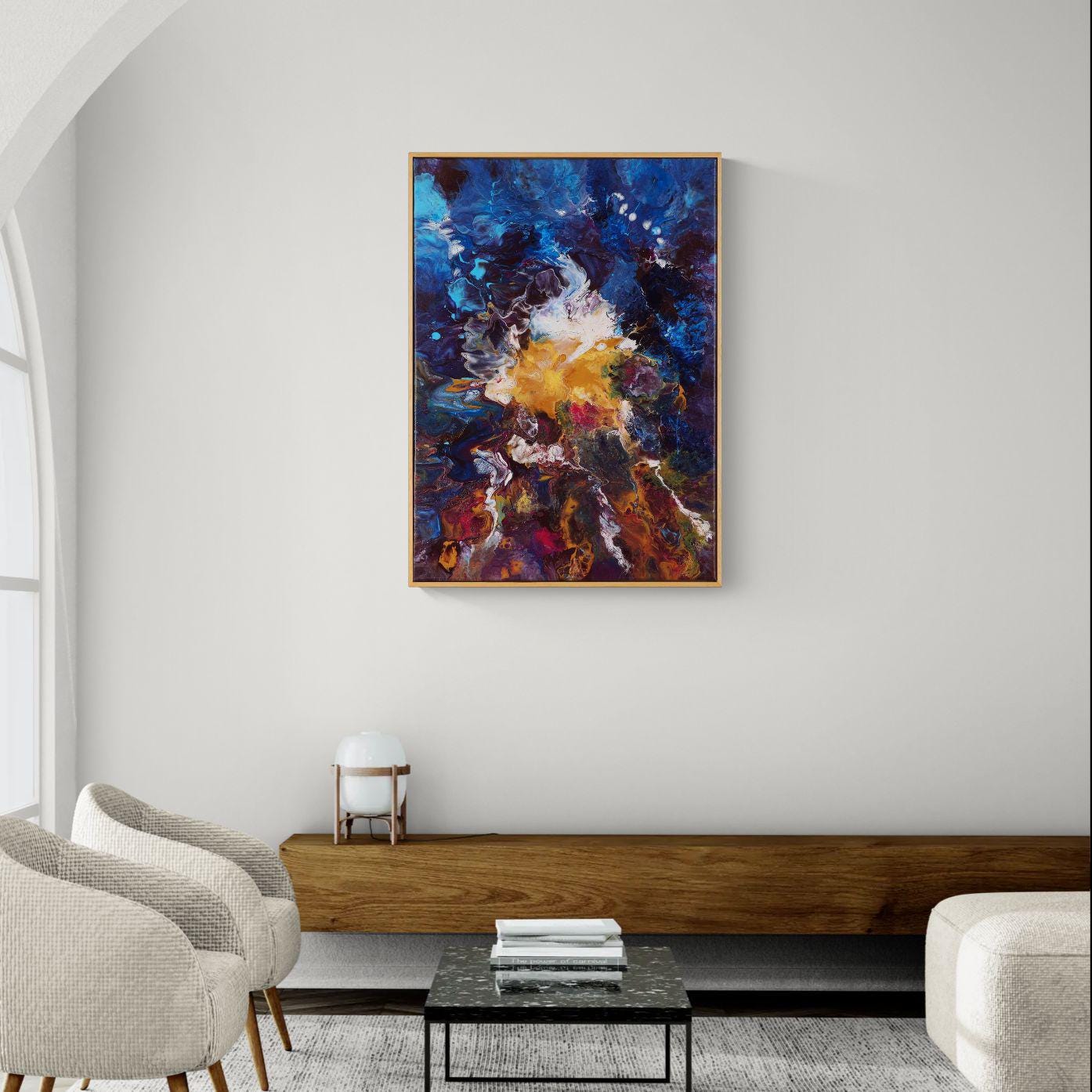Cosmic Energy Textured Acrylic Painting on Canvas 72x52cm - Starborn - Abstract Galaxy Wall Art - Vibrant Modern Decor