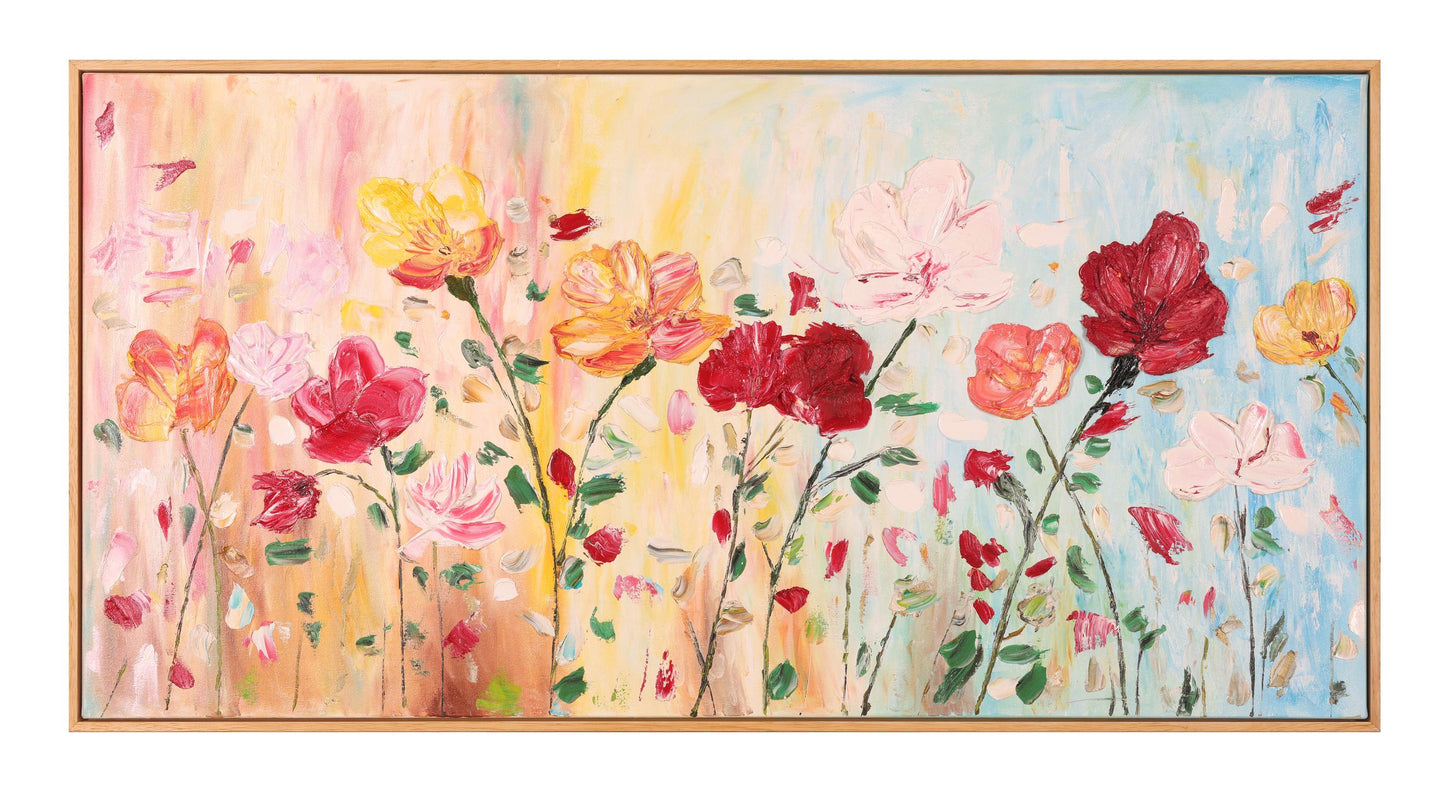 Original Oil Floral Painting 122x62cm - Flora - Original textured oil flower painting on canvas - Spring garden abstract floral art