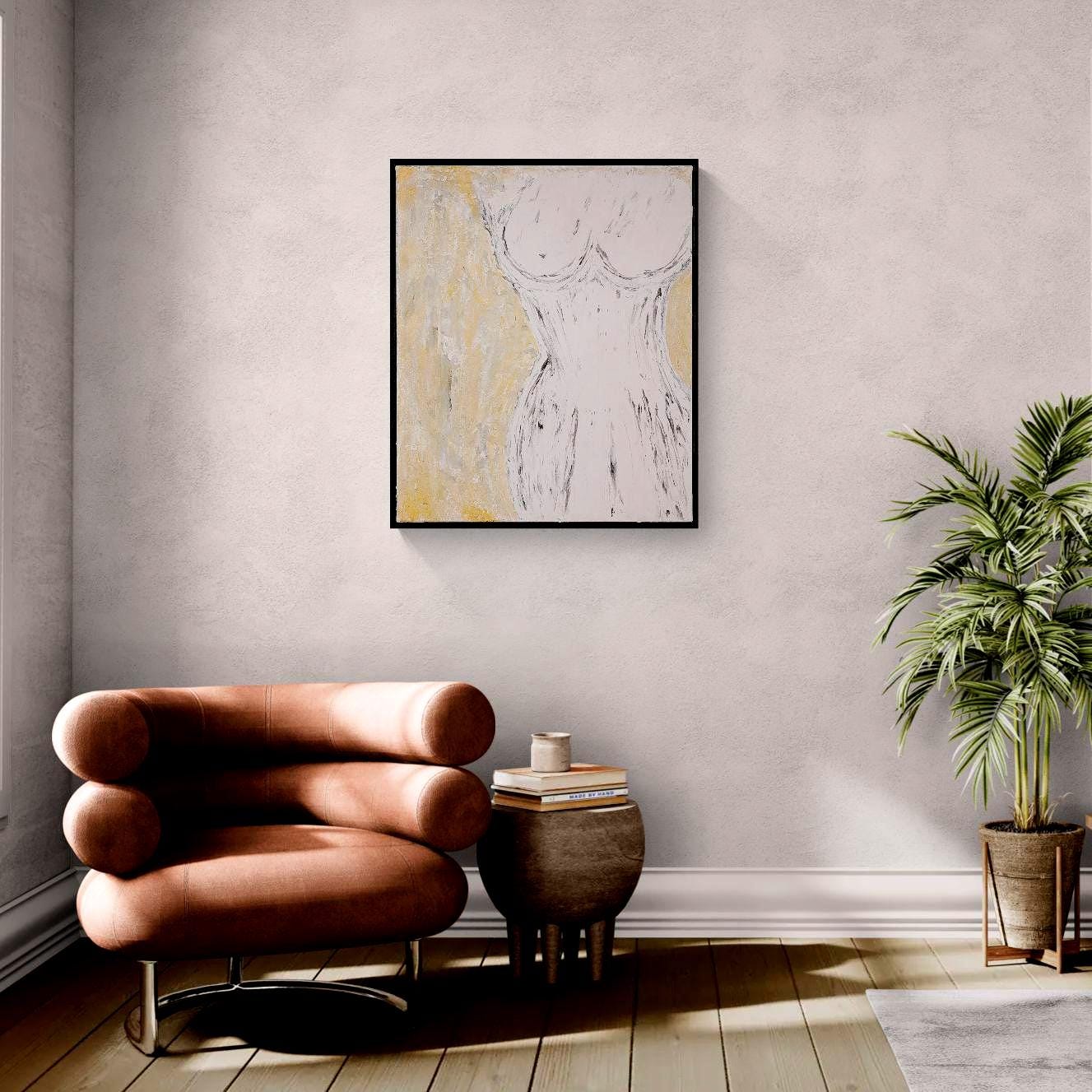 She is Light - Abstract Female Art - Sculptural Abstract Nude - Textured Canvas Art