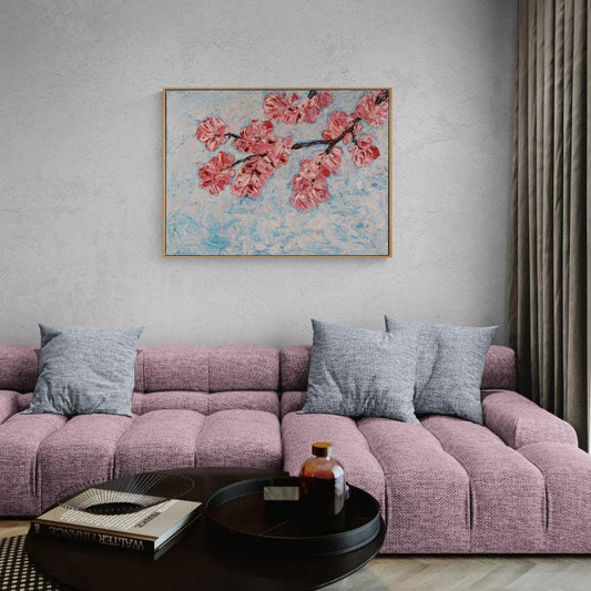 Original Oil Painting 83x63 cm - Hanami - Cherry Blossom Painting - Textured Floral Oil Art - Spring Bloom Wall Decor