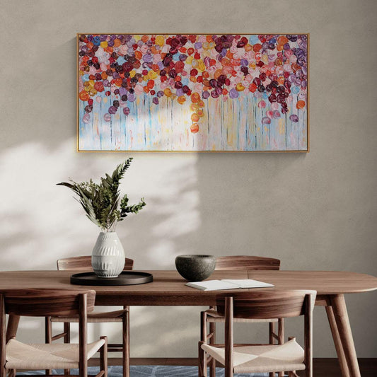 Original Oil Painting Large Size 122x62cm - Petal Symphony - Original Abstract Flower Art