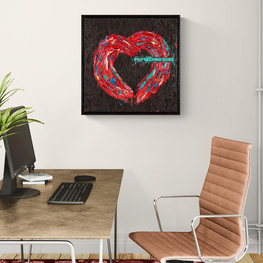 Heart Abstract Oil Painting 52x52 cm - You Belong Here Textured Oil on Canvas - Contemporary Impasto Emotion Art - Framed Decor