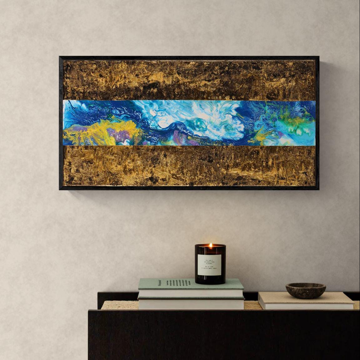 Textured Abstract Acrylic Painting 62x32 cm - Fluxion - Cosmic Energy Art