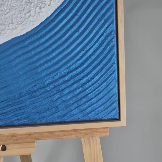 Original Textured Acrylic Painting on Canvas 72x52cm- Ocean Lines - Contemporary Coastal Decor - Framed Ocean Vibes Artwork