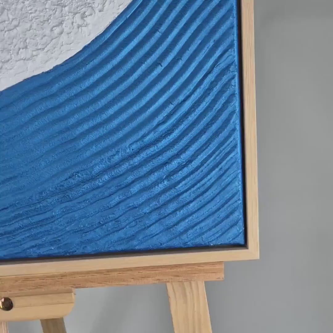 Original Textured Acrylic Painting on Canvas 72x52cm- Ocean Lines - Contemporary Coastal Decor - Framed Ocean Vibes Artwork