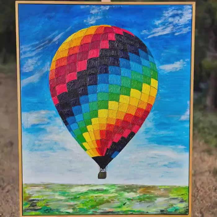 Original Oil Painting, 83x67cm - Framed Textured Sky Ballon