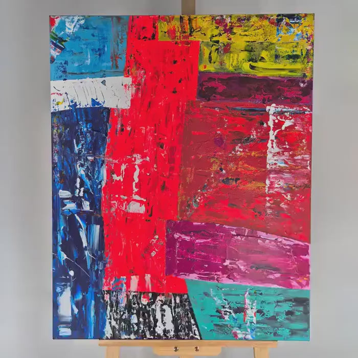 Abstract Acrylic Painting: Formis, Colorful Geometric Wall Art, 83x67 cm