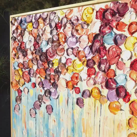 Original Oil Painting Large Size 122x62cm - Petal Symphony - Framed Original Abstract Flower Art